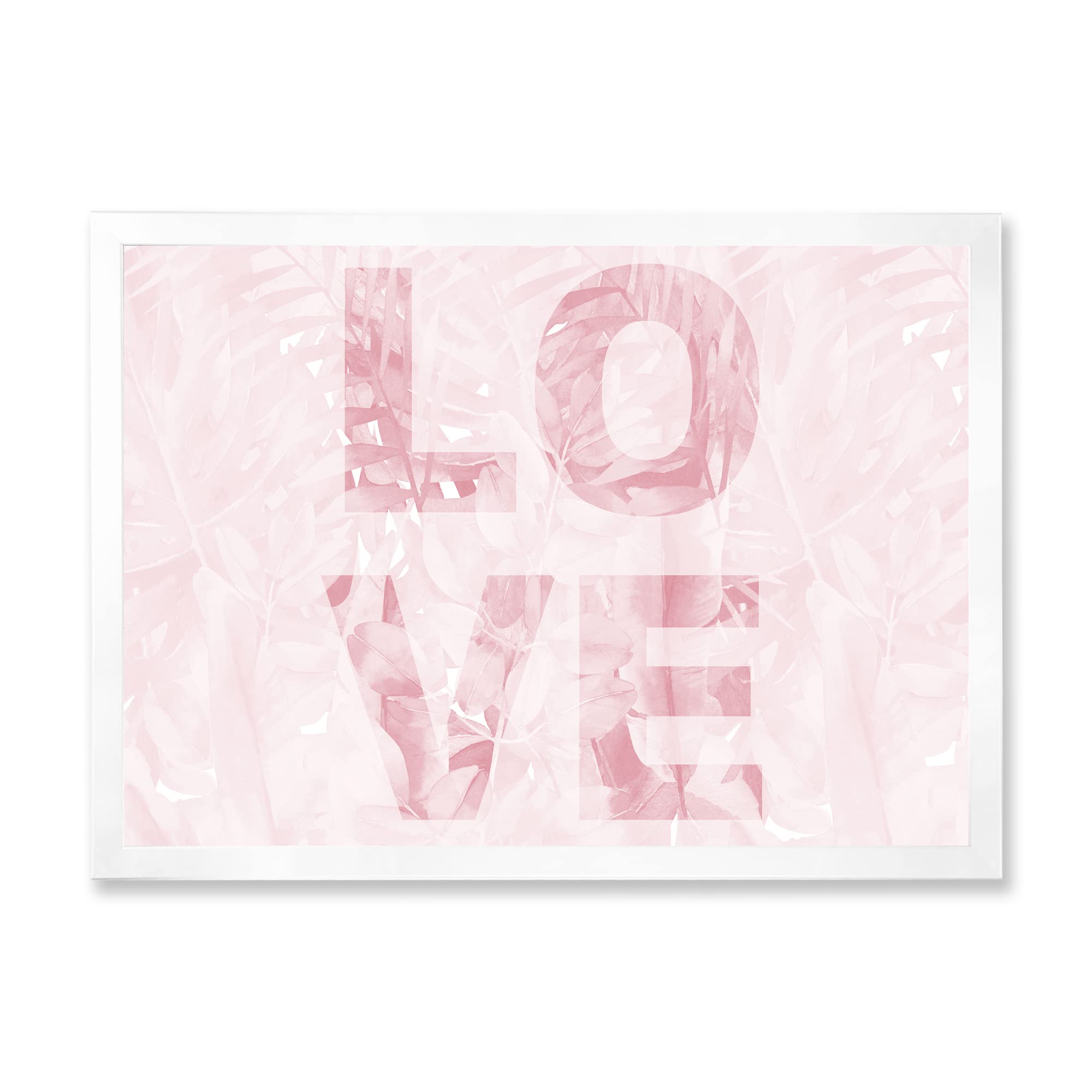Pink Pastel Love Shabby Chic Framed Wall Art - Vintage Floral Canvas Painting for Bedroom, Living Room & Office Decor | Romantic Home Aesthetic Wall Hanging