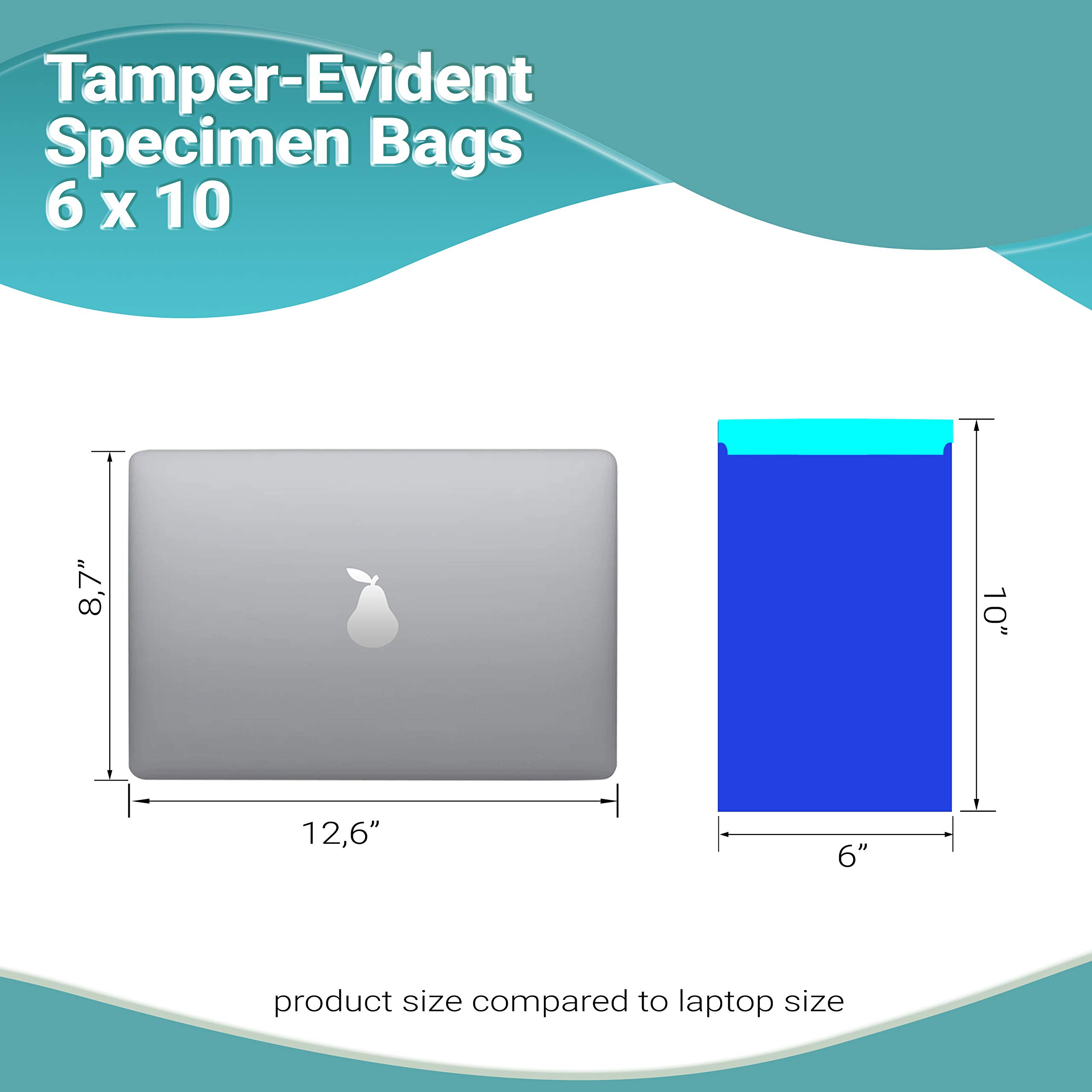 APQ 1000 Pack Tamper-Evident Specimen Bags - Blue 6x10 Inches, Printed Polyethylene Bags with Pull Tab Adhesive Closure, 1.80 mil Thick, Removable Biohazard Symbol - Ideal for Medical Specimens, Laboratory Samples, and Health Safety Needs