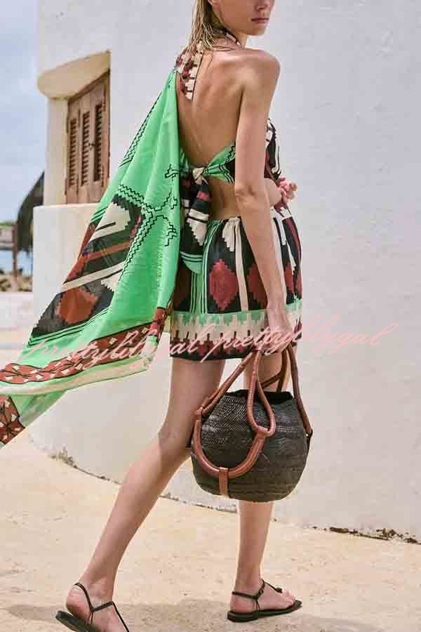Stylish Floral Print Sexy Halter Backless Mini Dress for Women | Summer Beach Party, Vacation, Club Wear