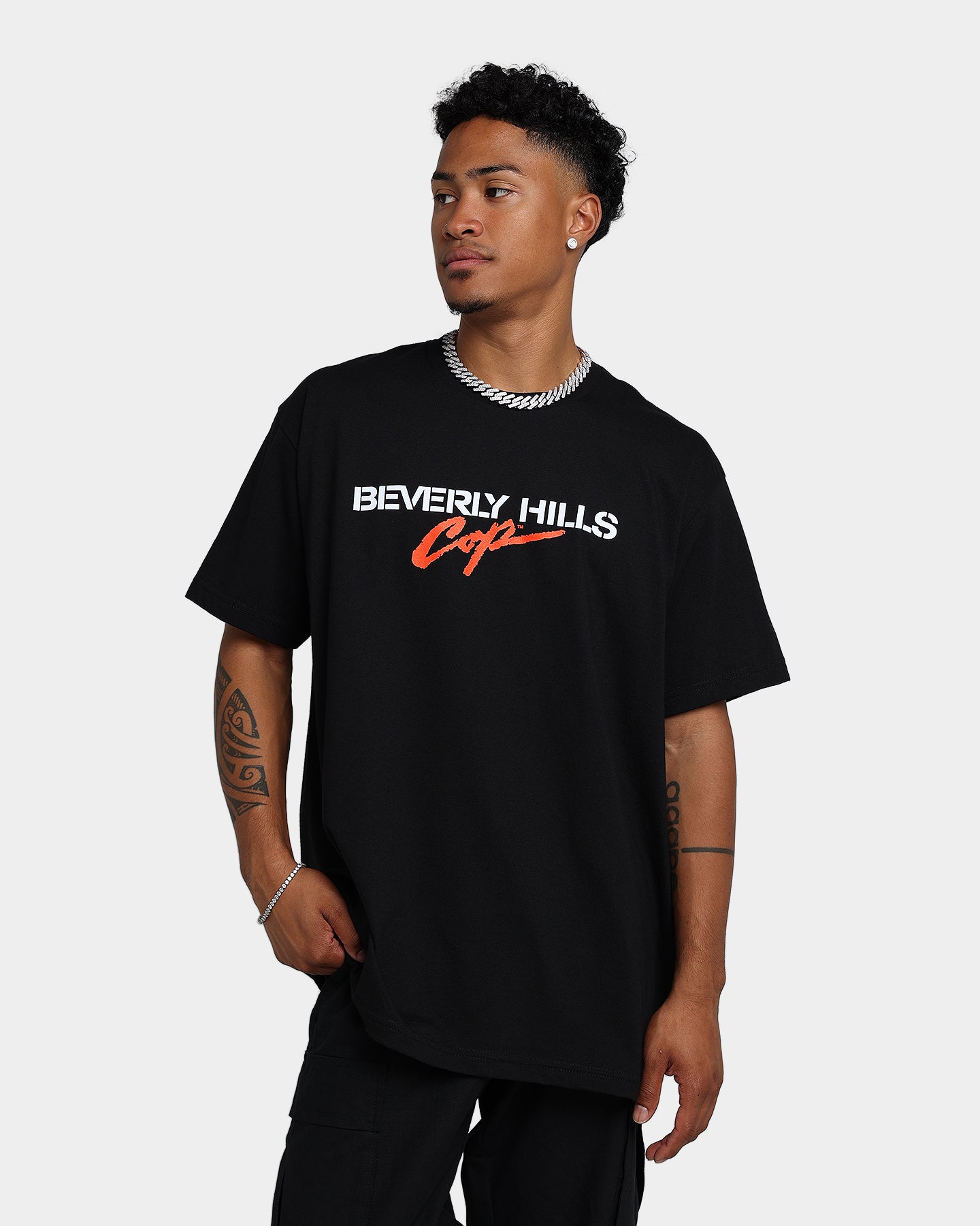 American Thrift Vintage Beverly Hills Cop BHC Logo T-Shirt - Black Cotton Tee for Men - Casual Wear & Movie Fan Gift