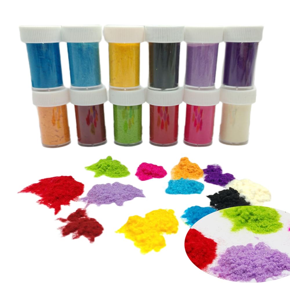 12 Colors Flocking Fibers Powder for Nail Art - White Fuzzy Nylon Velvet Glitter Powder for Manicure, DIY Crafts & Decoration | Perfect for Nail Tips, Party Decor, Gift Wrapping & Creative Projects