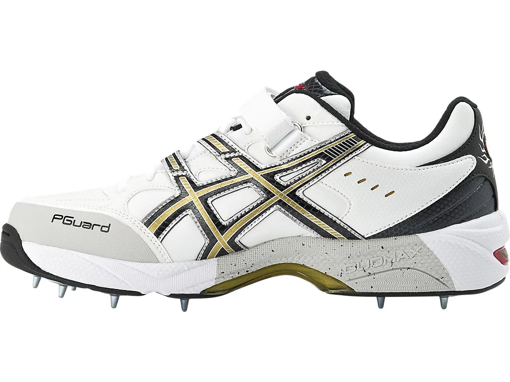 ASICS Gel Speed Menace Cricket Shoes - Metal Spikes for Men - White/Black/Gold - Lightweight Performance Footwear for Cricket Matches & Training