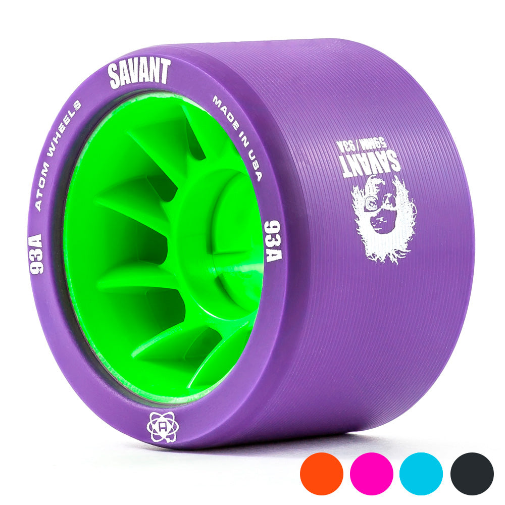 Atom Savant 59mm Quad Wheels 4-Pack - High-Performance Skateboard Wheels for Smooth Riding & Tricks - Perfect for Street Skating, Park Riding & Cruising