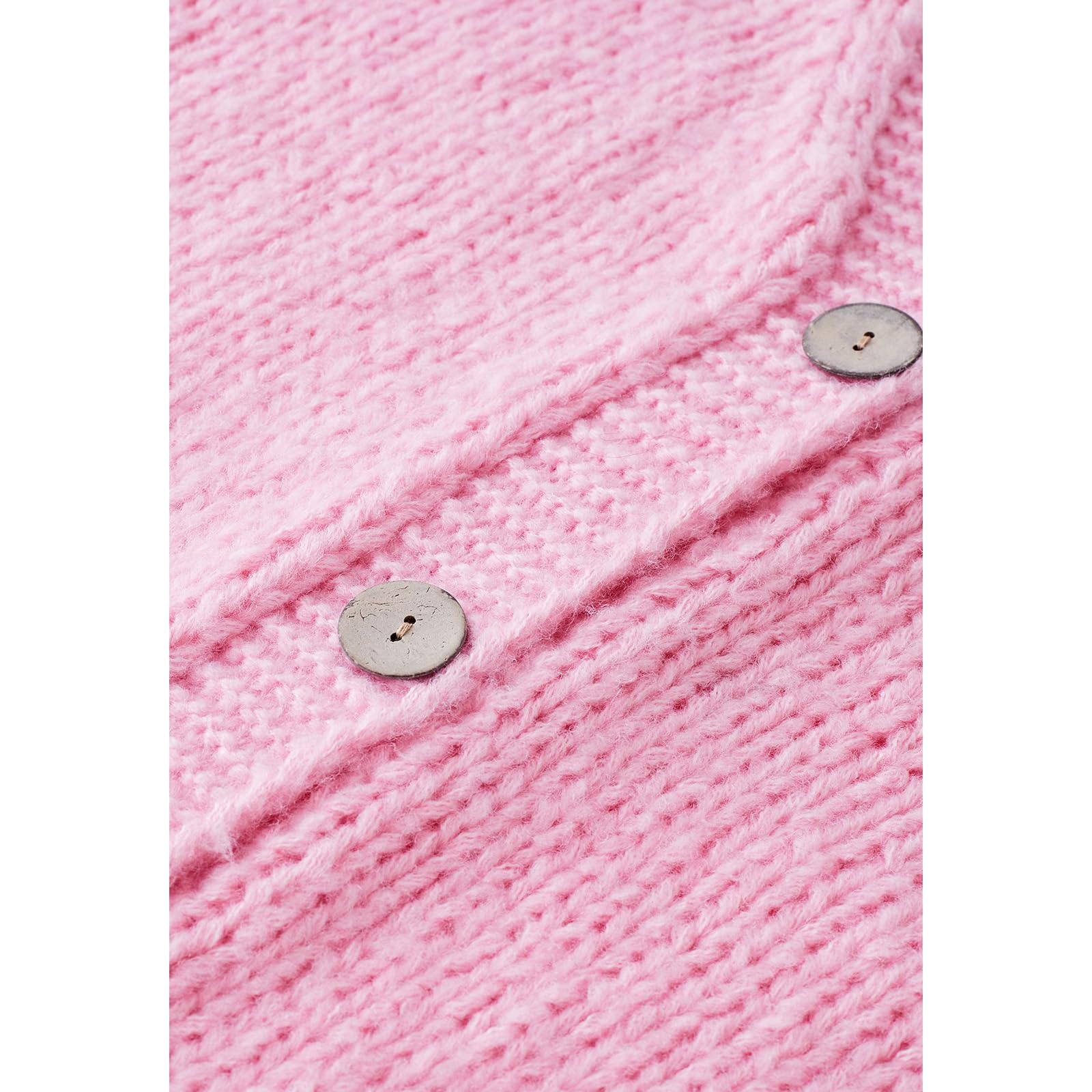 CHICWISH Women's Candy Pink & Cream Strawberry Button Up Hand Knit Cardigan Sweater | Cute Casual Knitwear for Spring & Fall | Perfect for Dates, Office, and Coffee Outings
