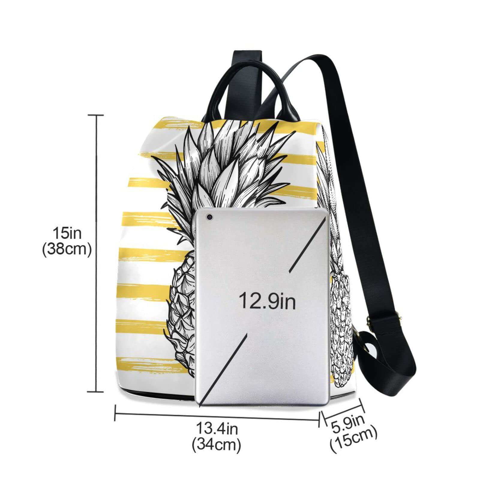 Anti-Theft Pineapple Print Backpack for Women - Summer Fashion Fruit Stripe Shoulder Bag - Perfect for Travel, Beach & Casual Outings