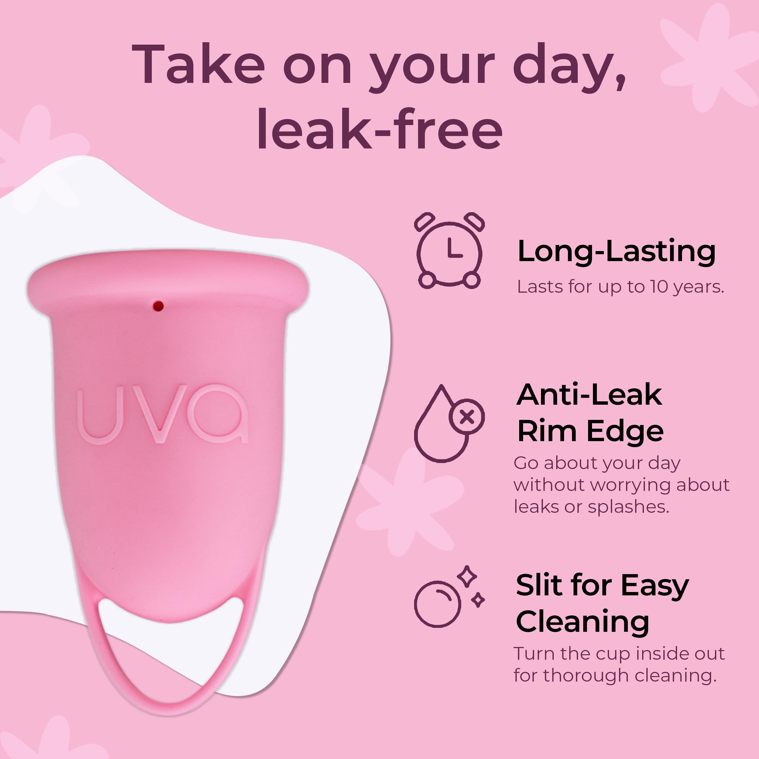 UVA 2 Reusable Menstrual Cup Kit - Size 0 for Light Flow - 10-Year Durable & Leak-Proof Medical Grade Silicone - Small Menstrual Cup with Sterilizer & Travel Pouch - Perfect for Active Lifestyles, Travel, and Eco-Friendly Period Care