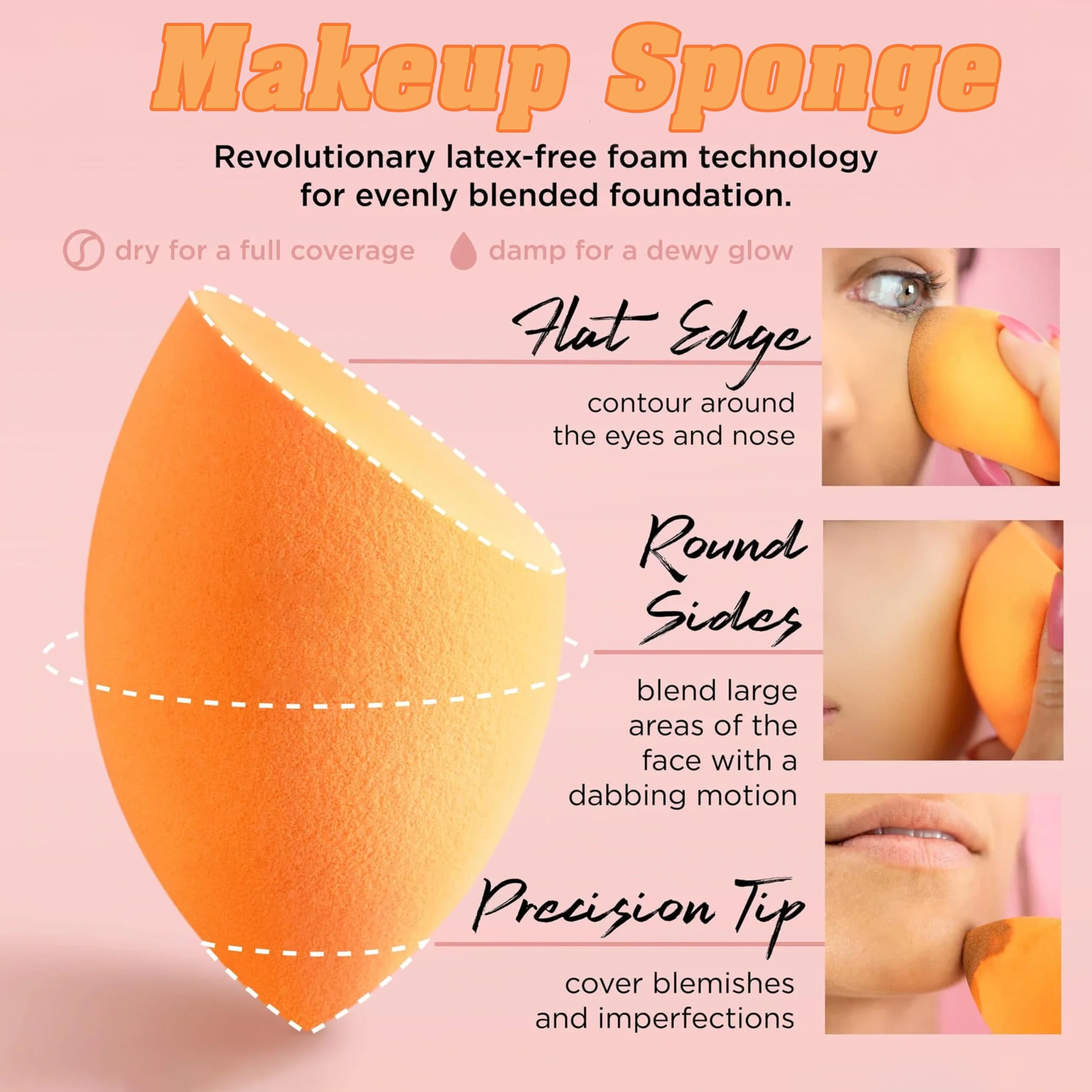 3PCs Ultimate Makeup Blender Sponge Set - Professional Beauty Blender for Flawless Foundation & Concealer Application - Soft Makeup Sponges for Liquid, Cream & Powder - Perfect for Daily Makeup & On-The-Go Touch Ups