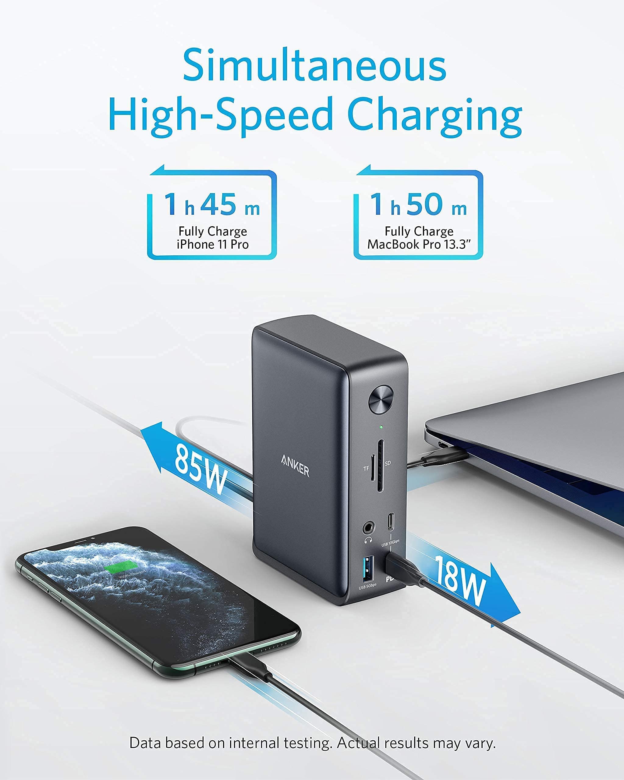 Anker 575 USB-C Docking Station (13-in-1) with 4K HDMI, Ethernet, USB 3.0 Ports & SD Card Reader - Premium Laptop Dock for MacBook Pro/Air, Dell, HP - Perfect for Home Office & Remote Work Setup