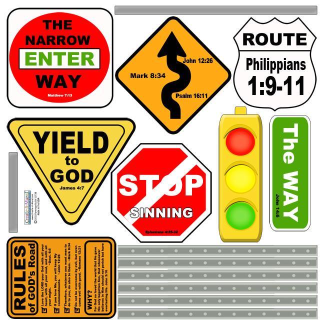 Jesus Way Christian Road Signs Mural Wall Art - Inspirational Bible Verse Decor for Home, Church & Office