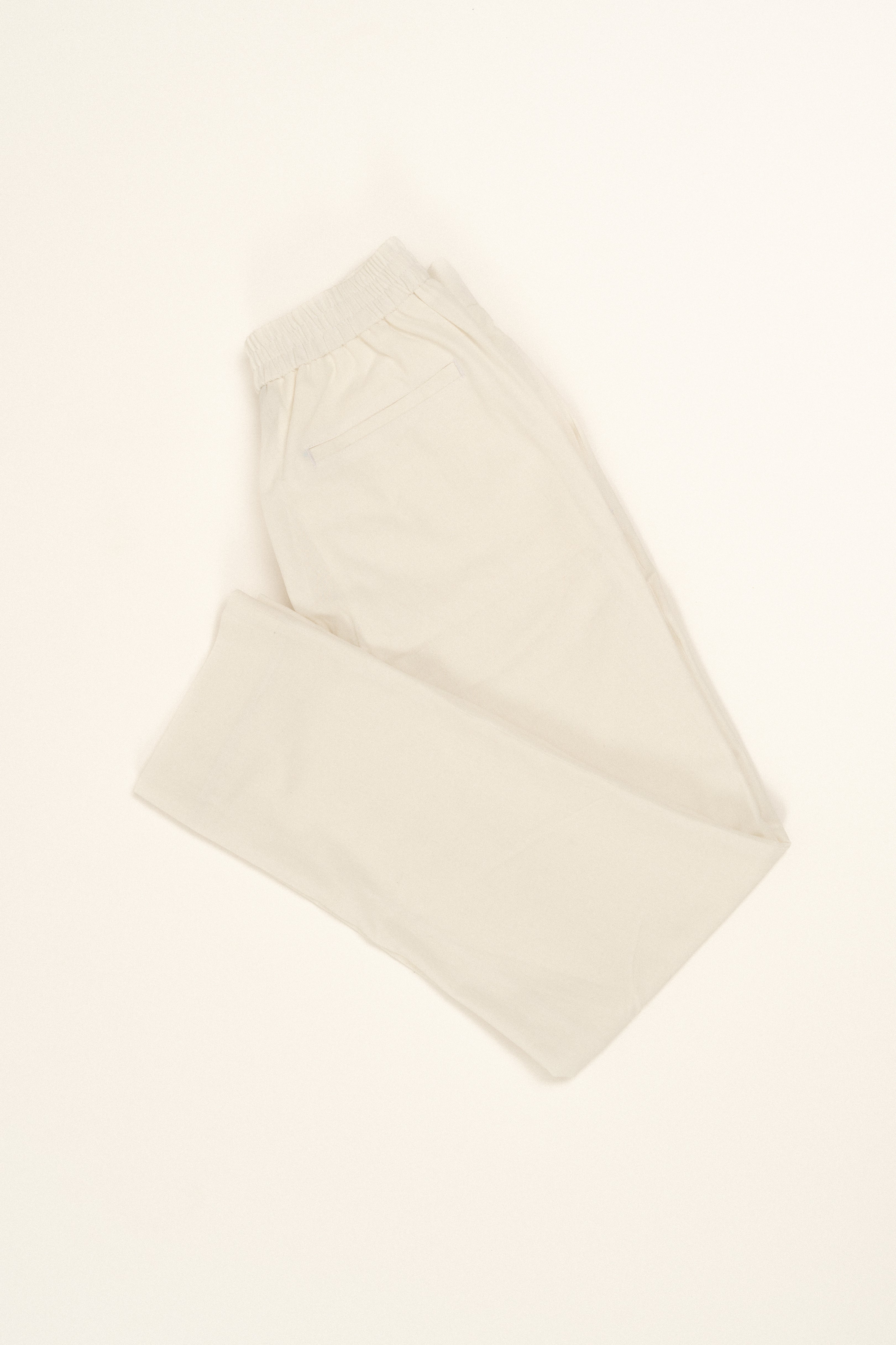 Milos Ivory Linen Trousers for Women - Comfortable Summer Pants with Elastic Waist | Perfect for Beach, Vacation & Casual Outfits