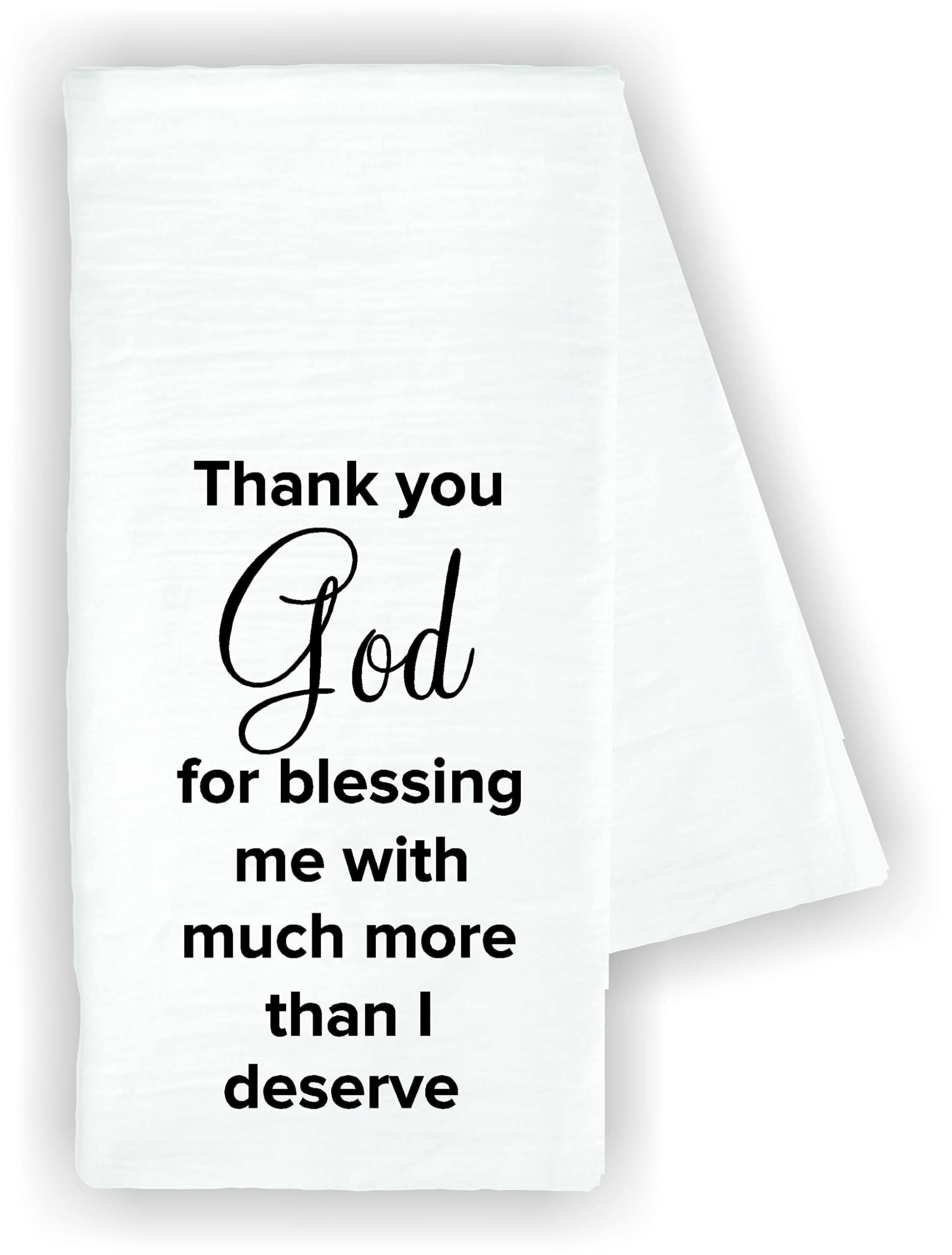 Funny Cute Kitchen Dish Towel - 'Thank You God for Blessing Me' Printed 100% Cotton Drying Cloth | Perfect for Kitchen Decor, Dish Drying & Gift Giving