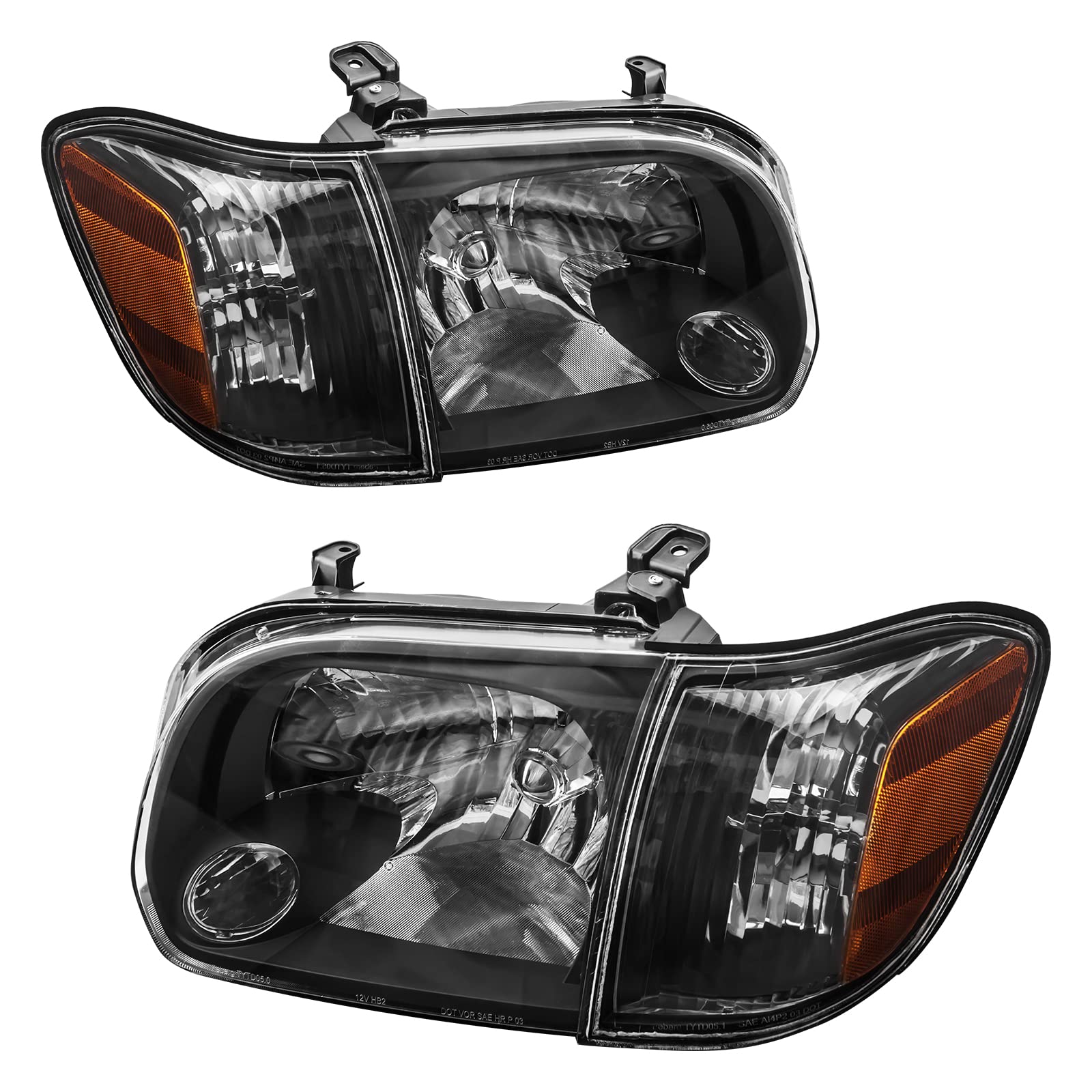 MARSFLUX Tundra 2005-2006 Headlight Assembly Replacement Set - Pair of Driver & Passenger Side Headlamps for Toyota Tundra | Durable LED Headlights for Night Driving & Off-Road Adventures