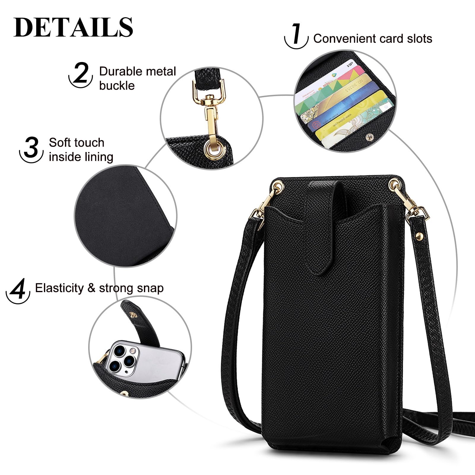RONSIN Small Crossbody Phone Bag for Women - RFID Blocking Mini Shoulder Purse with Card Slots | Perfect for Travel, Shopping & Everyday Use