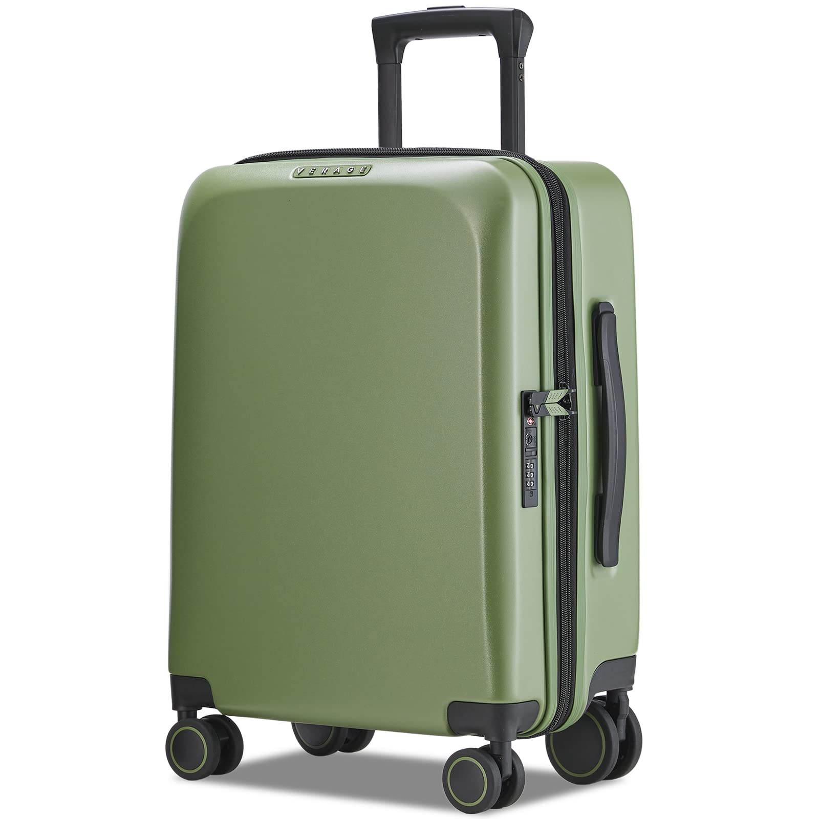 Veraage Freeland Expandable Hardside Carry On Luggage 20-Inch - TSA Approved Spinner Suitcase with X-Large Wheels for Smooth Rolling | Perfect for Air Travel, Business Trips & Weekend Getaways (Green)