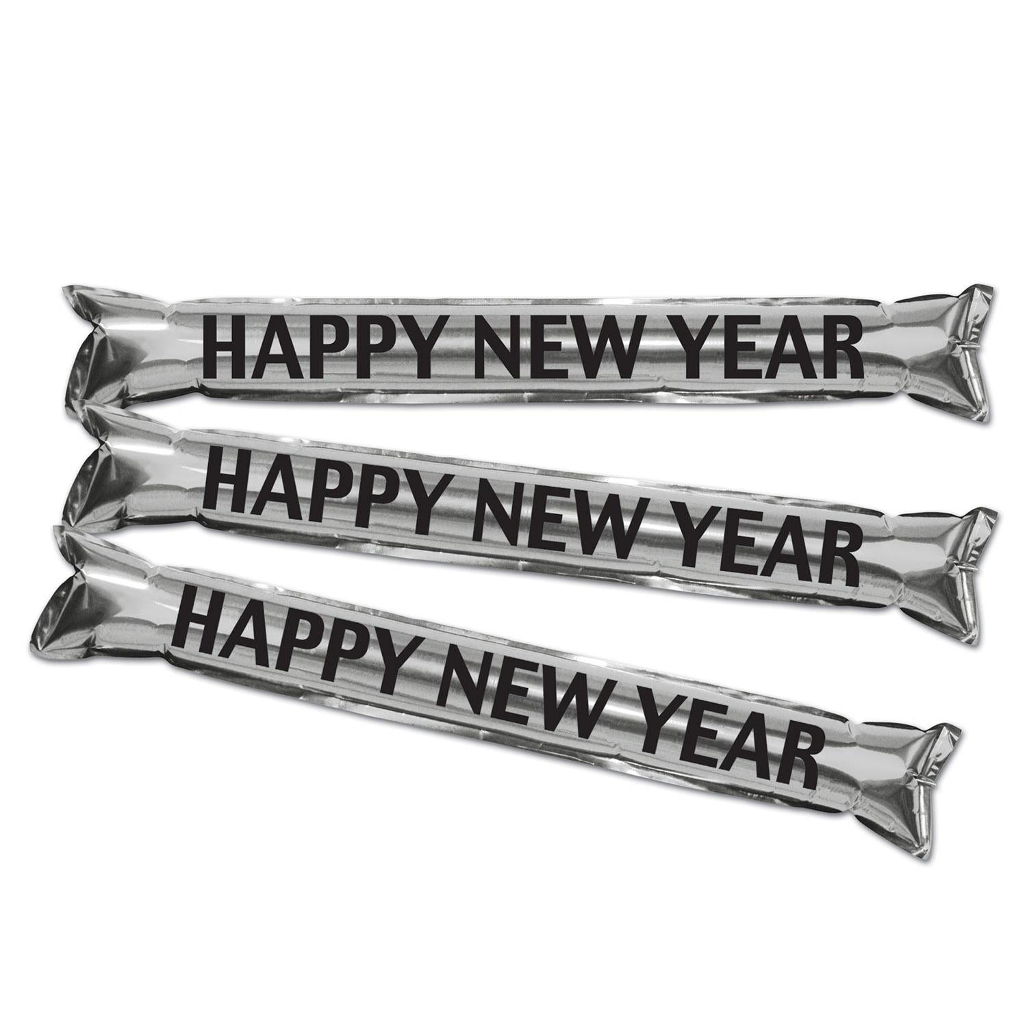 12-Pack Beistle New Year's Eve Metallic Noise Maker Party Sticks - Silver - Perfect for NYE Celebrations, Countdown Parties & Festive Gatherings