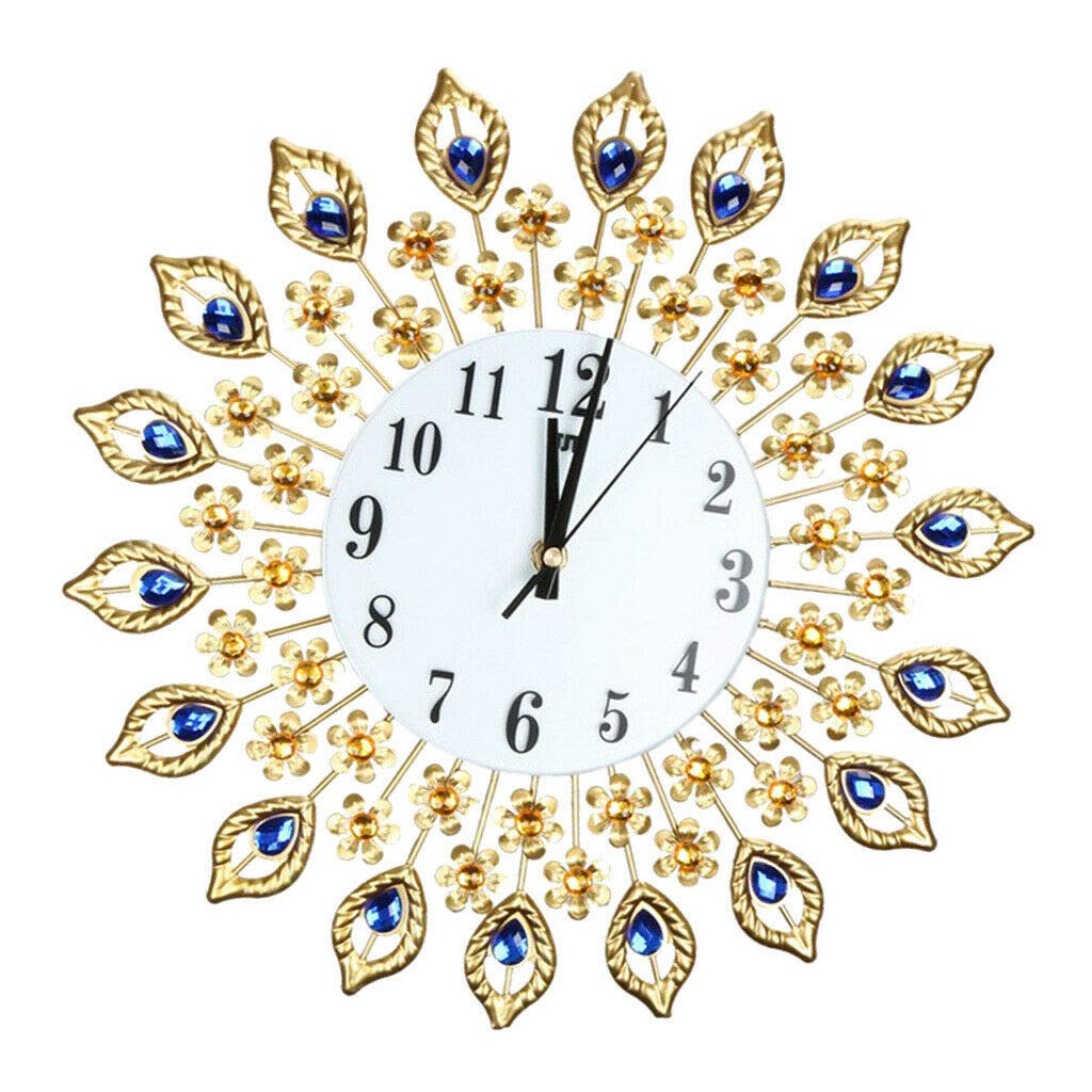 Elegant Peacock Crystal Diamond Wall Clock - Large Decorative Clock for Home, Office & Living Room Decor | Perfect for Modern Interiors, Gifts & Wall Accents