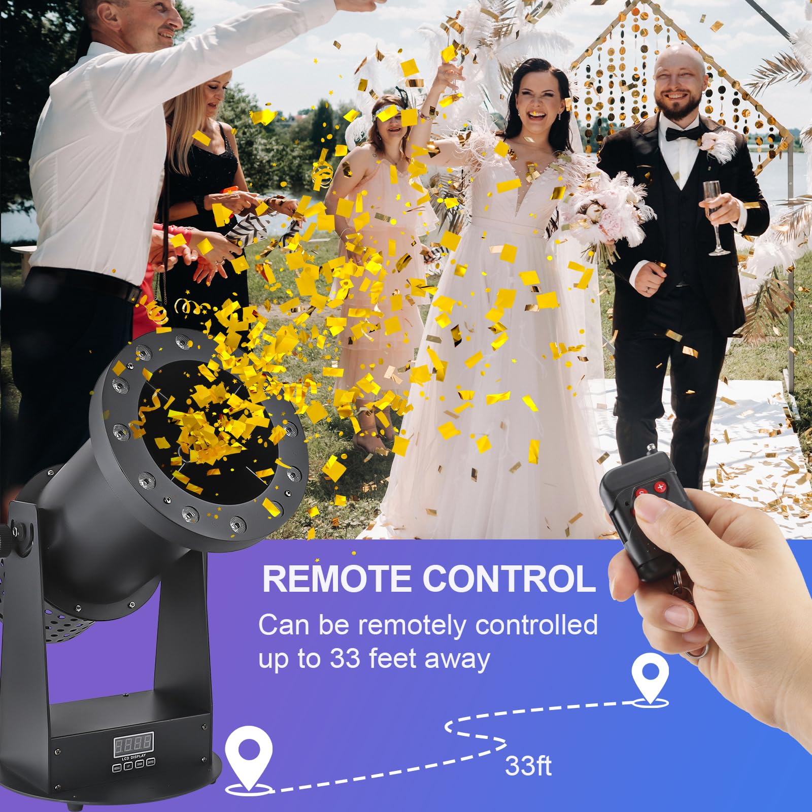 1500W LED Confetti Blaster Machine with Remote Control - Electric Confetti Cannon for DJ Parties, Nightclubs, Weddings, Concerts & Events | Perfect for Stage Shows, Christmas Celebrations & Birthday Parties