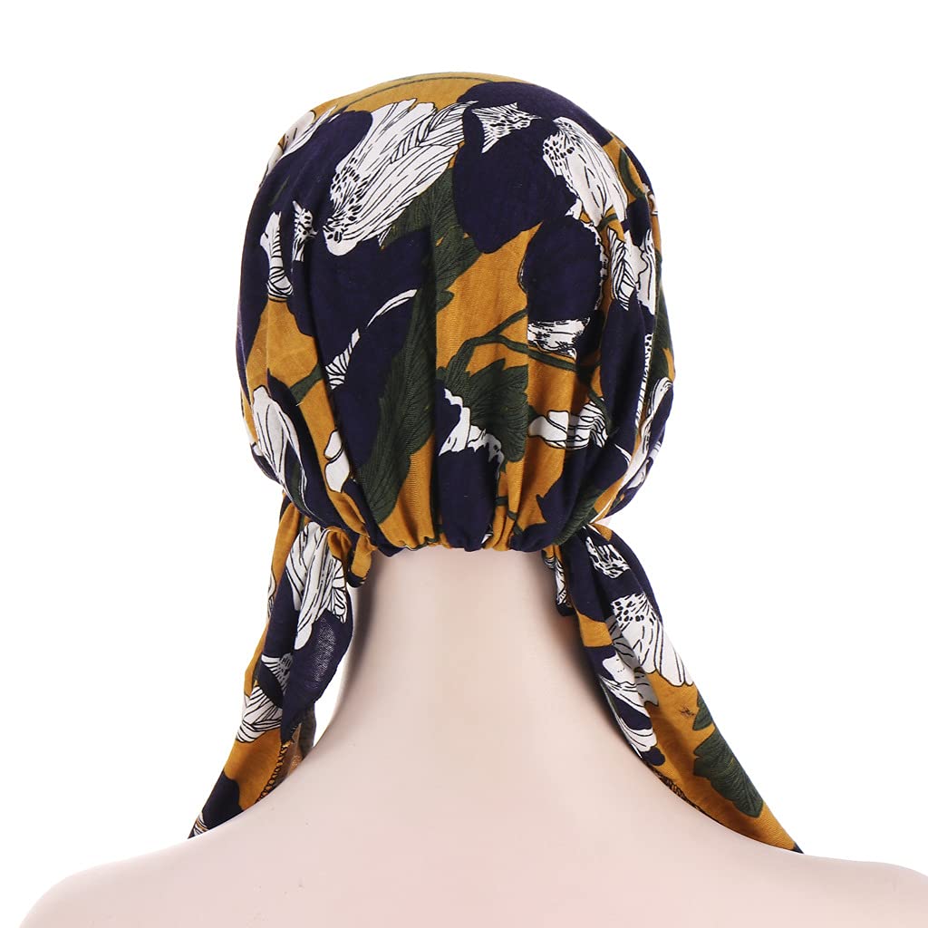 Qhome Women's Stretchy Pre-Tied Head Scarf - Soft Chemo Head Wrap for Hair Loss, Cancer Patients & Fashion - Perfect for Daily Wear, Chemotherapy, Outdoor Activities & Head Covering