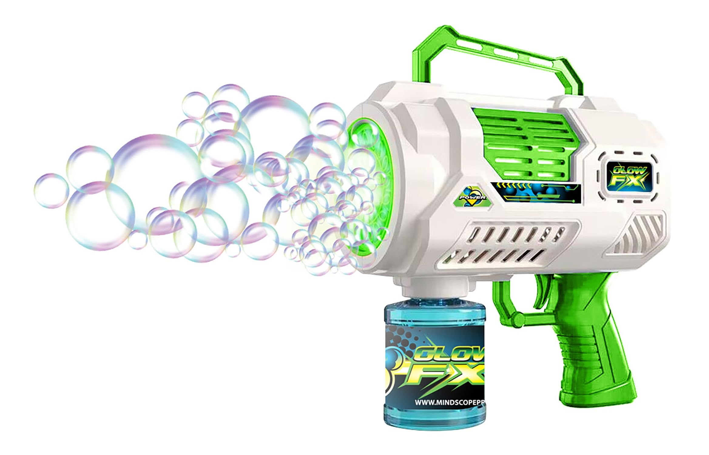 Mindscope GlowFX LED Bubble Blaster with Bubble Jets - Mess-Free Attachable Bubble Cartridge - Fun Outdoor Party Toy for Kids Birthday & Summer Backyard Play