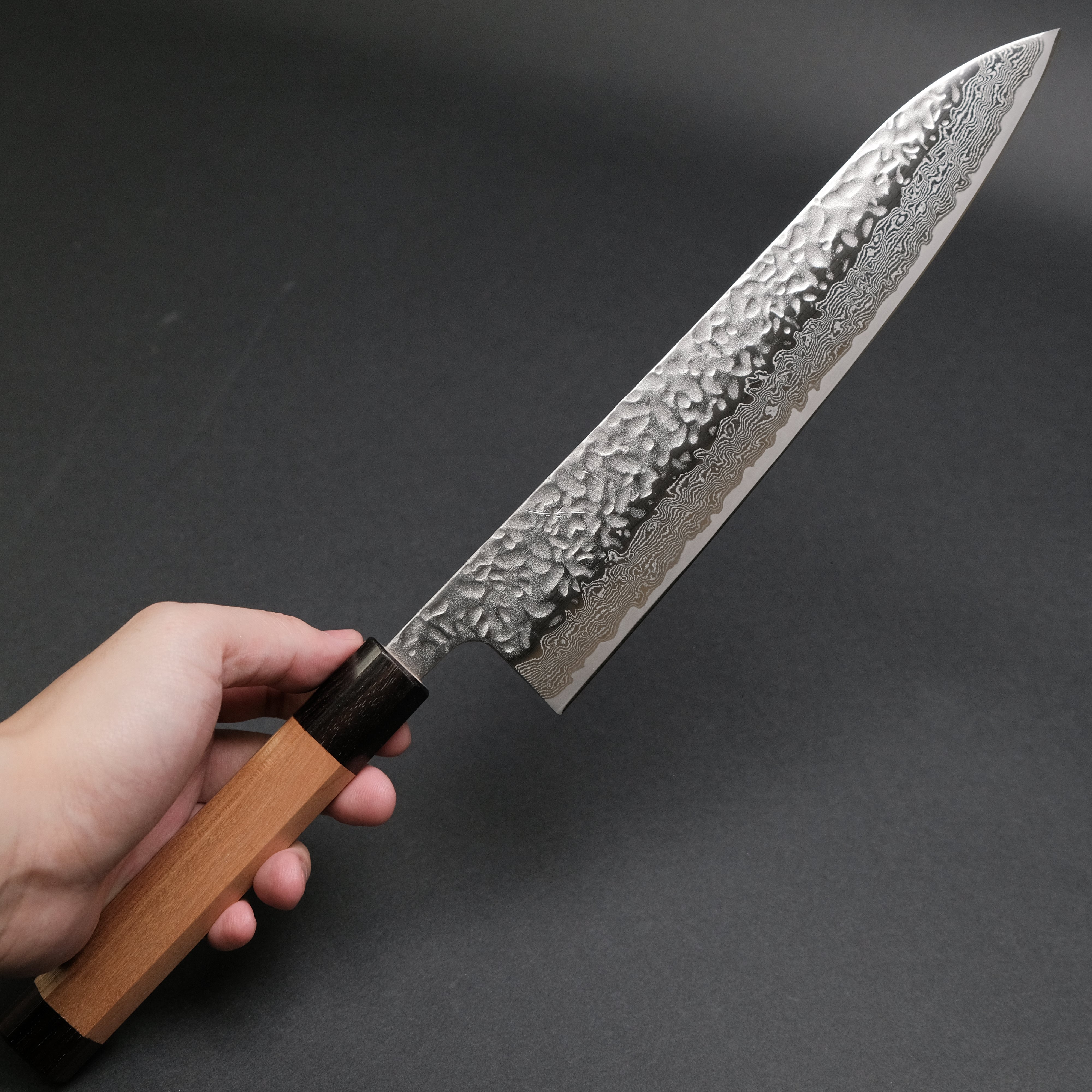 Hitohira Futana 240mm Gyuto Japanese Chef Knife - Stainless Tsuchime Damascus Blade with Cherry Wood Handle - Perfect for Sushi, Meat Cutting & Professional Kitchen Use