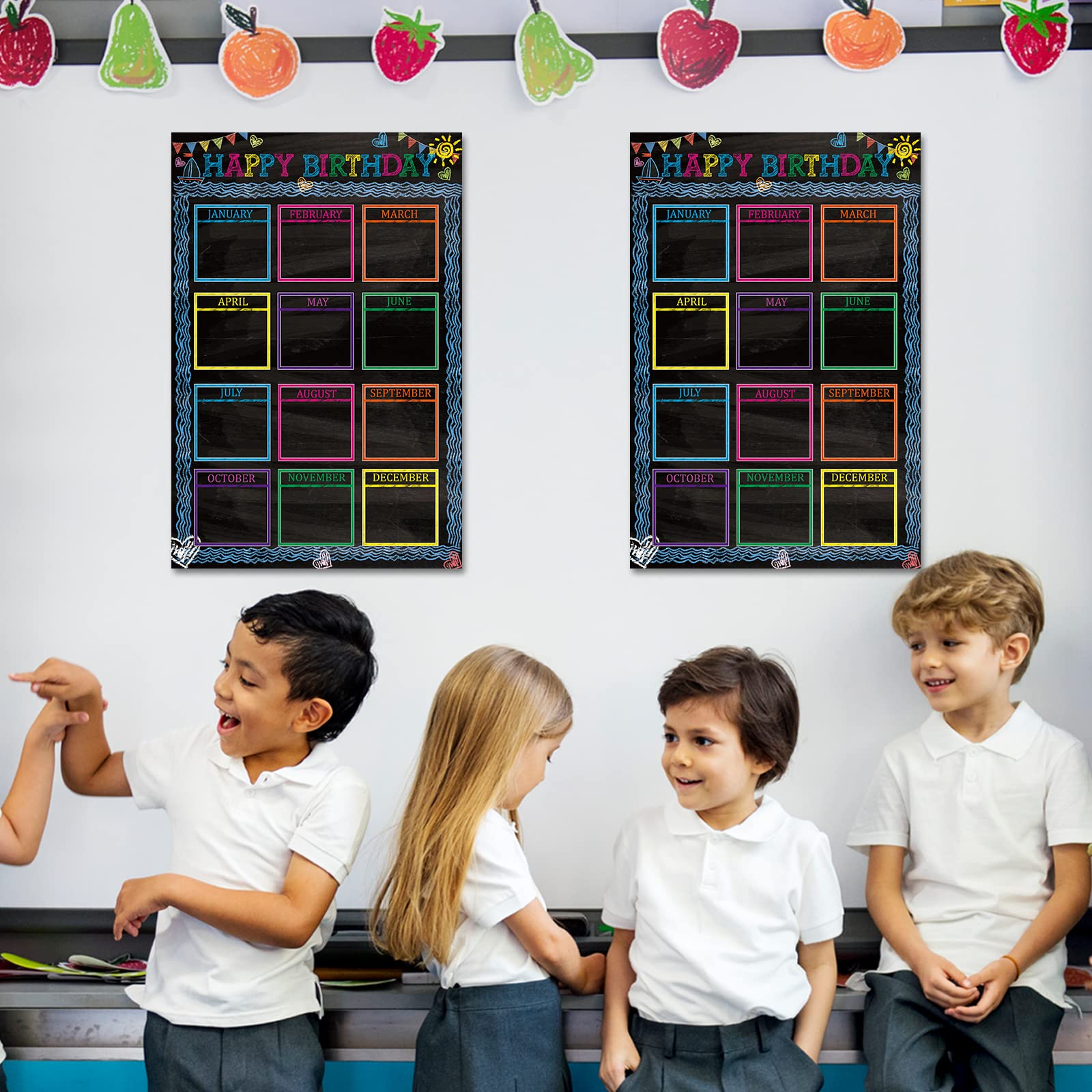2Pcs Chalkboard Birthday Poster Set - 17