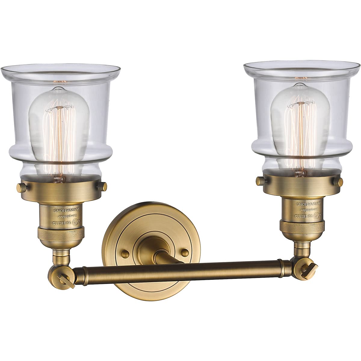 Franklin Restoration Collection 2-Light Bathroom Vanity Light in Brushed Brass - Small Canton Design with LED Bulbs - Perfect for Bathroom, Powder Room & Dressing Room Lighting