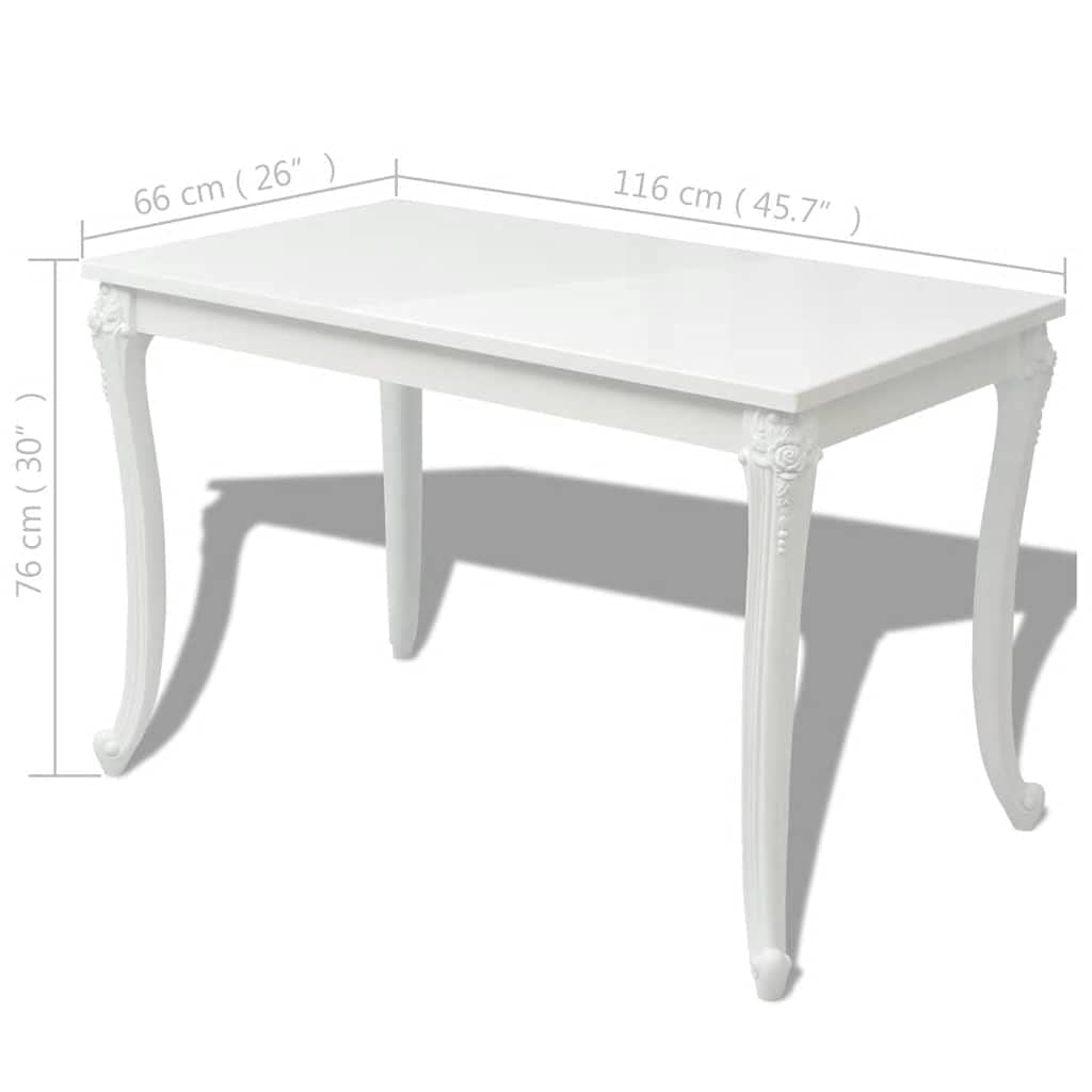 Modern White High Gloss Dining Table Set 45.7x26x30 Inch with Chairs - Space Saving Kitchen Table, Breakfast Nook & Small Apartment Furniture - Fast Shipping for Home, Restaurant & Office Use
