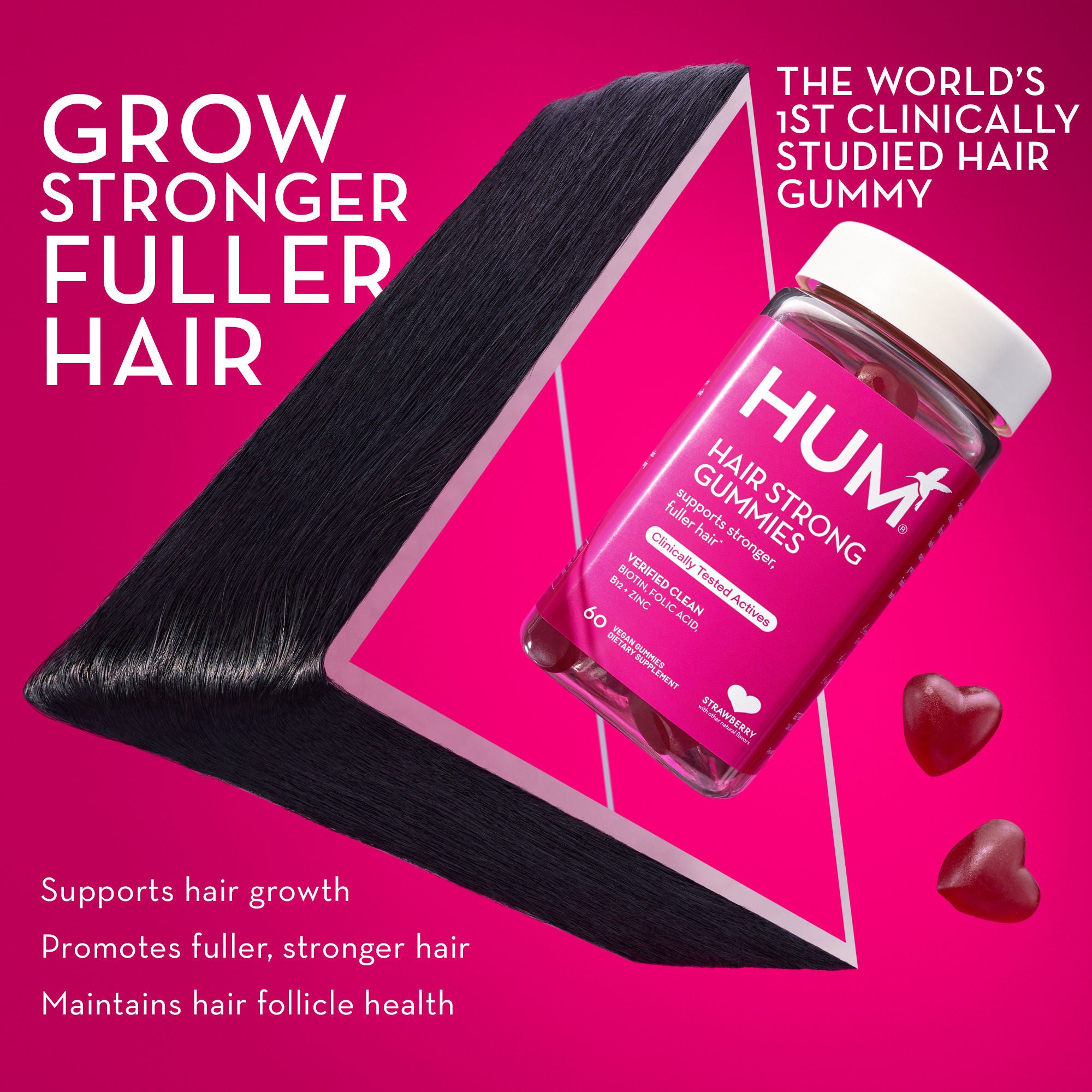 Hair Strong Gummies for Hair Growth - Biotin & Collagen Supplement for Thicker, Healthier Hair - Perfect for Men & Women - Use Daily for Best Results