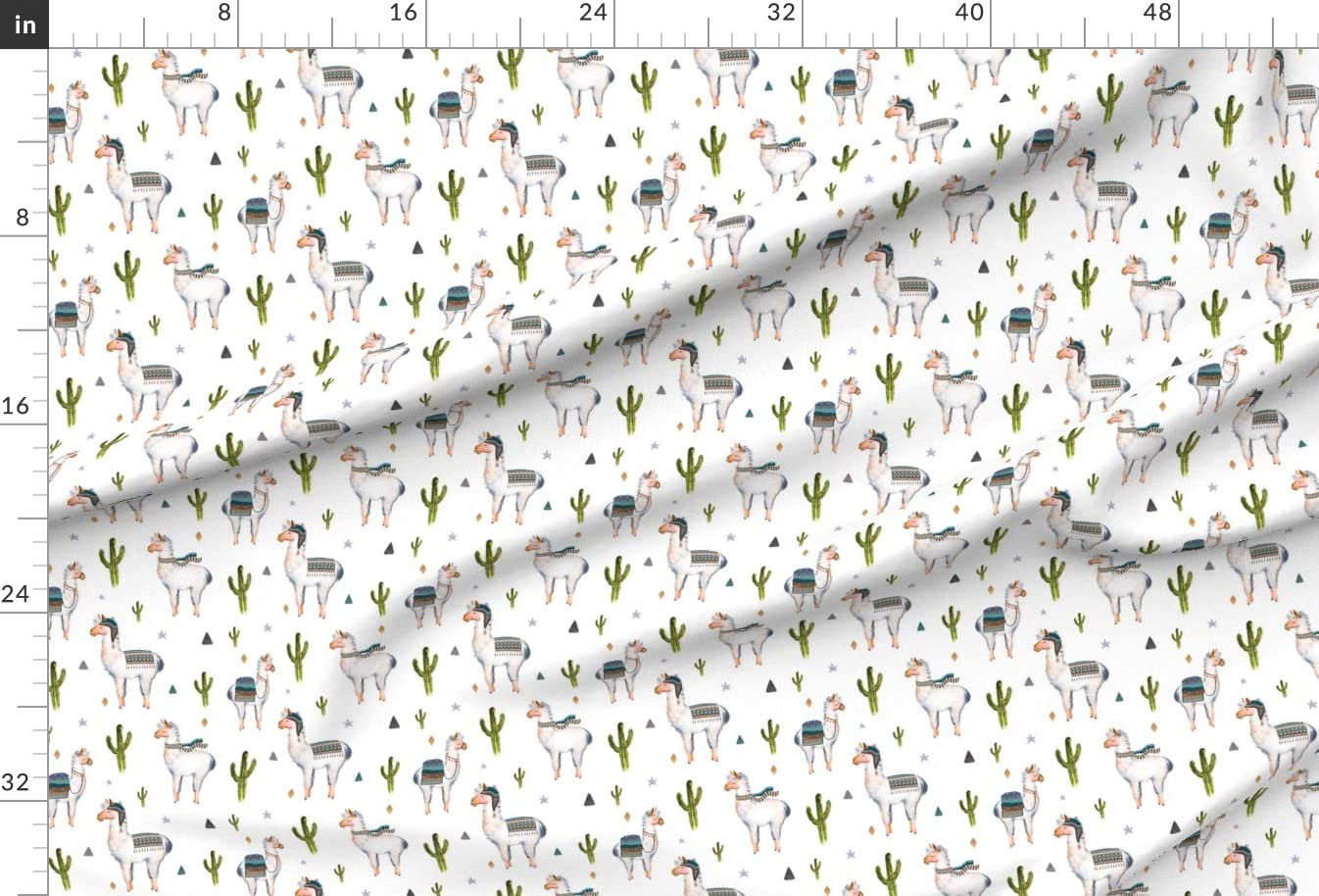 Boys Llama Boho Cactus Blue Alpaca Printed Minky Fabric by The Yard - Soft Baby Blanket Material for Sewing, Quilt Backing & Plush Toys - Perfect for Nursery Decor, DIY Projects & Kids Room Accessories