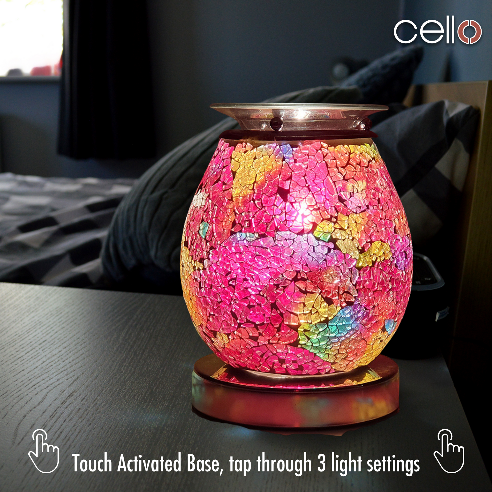 Cello Electric Wax Burner with Touch Control & Mosaic Design - Multi-Color Wax Warmer for Home Aromatherapy, Spa Relaxation, and Gift Giving