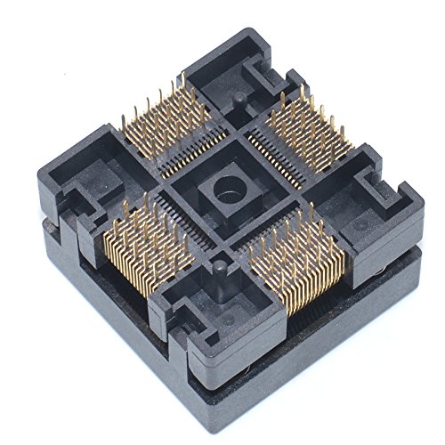 QFP64-0.5 IC Burn-in Test Socket - 0.5mm Pitch, 10x10mm IC Size, Open-Top Soldering Version (QFP64-0.5-STP) for PCB Testing and IC Programming in Electronics Manufacturing