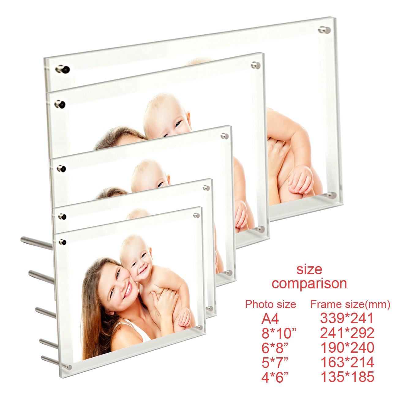 6x8 Inch Acrylic Photo Frame - Wall Mount or Tabletop Display for Pictures, Certificates & Documents - Perfect for Home, Office & Gift Giving