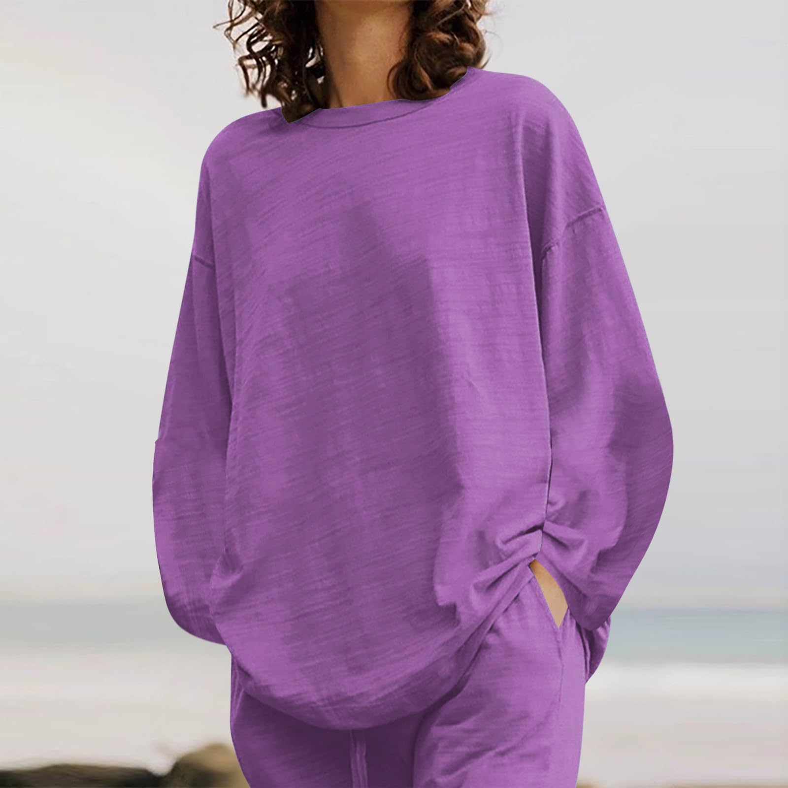 2 Piece Linen Pajama Set for Women - Soft Cotton Linen Button Down Lounge Wear - Summer Sleepwear & Loungewear for Home, Travel, and Relaxation