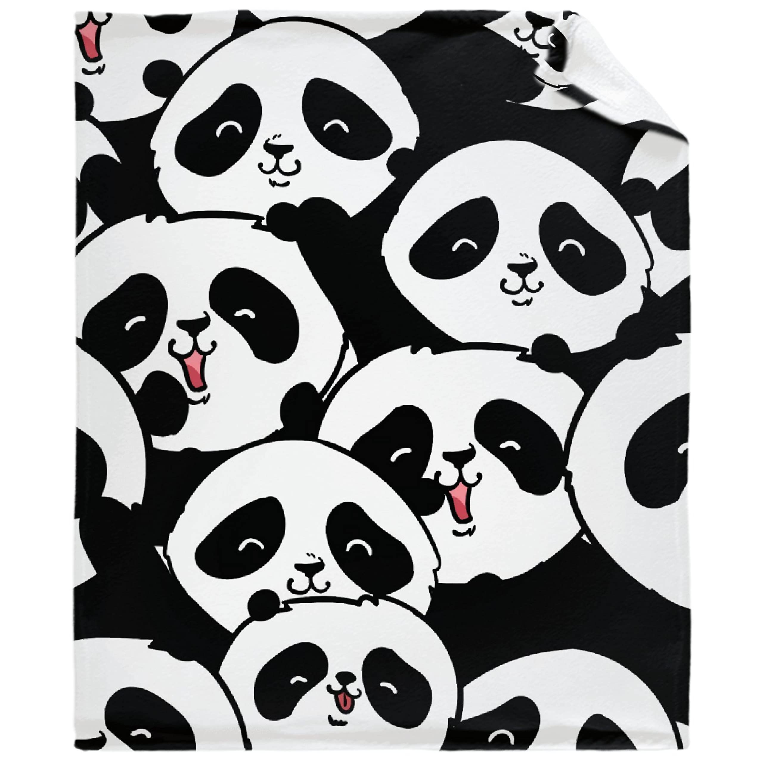 AIBILEEN Cute Panda Bear Flannel Blanket - Ultra Soft Microfiber Plush Throw Blanket for Couch, Sofa & Bed - Lightweight Fuzzy Cozy Blanket for All Seasons (90x120 Inches) - Perfect for Kids Room, Nursery Decor & Family Movie Nights
