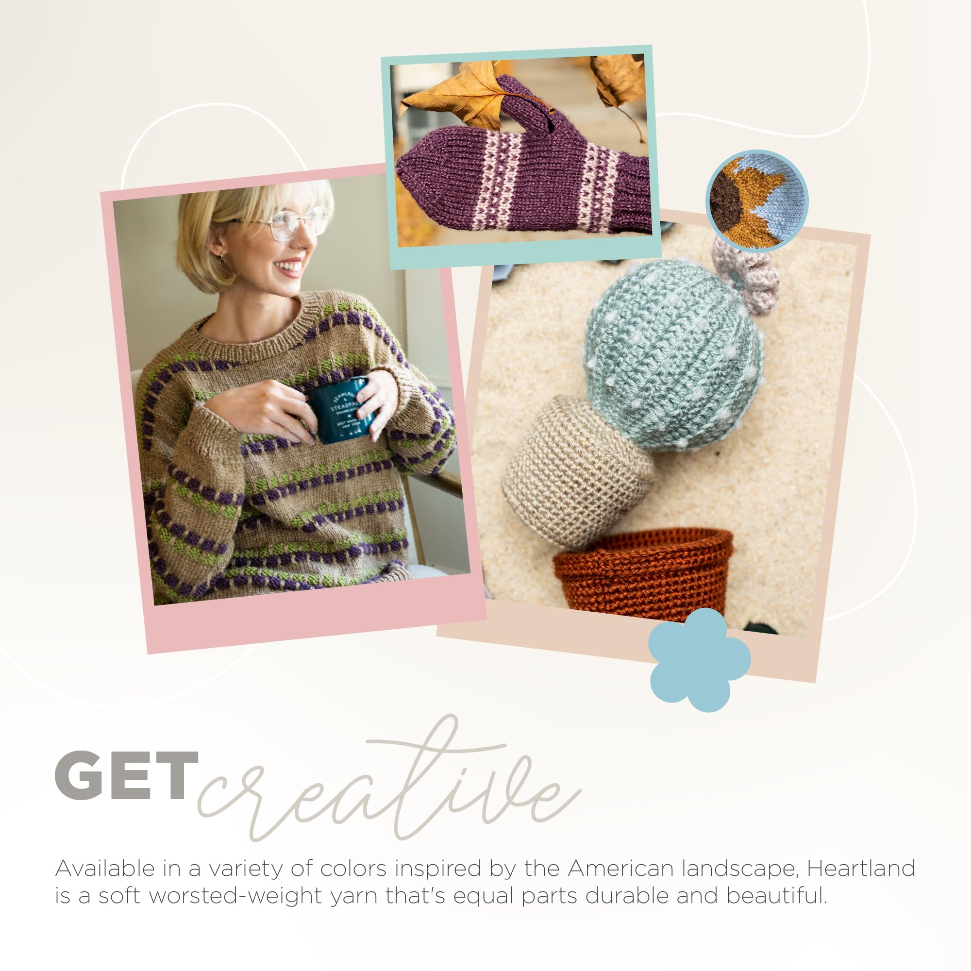 Lion Brand Yarn Heartland Worsted-Weight Knitting & Crocheting Yarn - 3 Pack (New River Gorge) - Perfect for Blankets, Scarves, and DIY Craft Projects