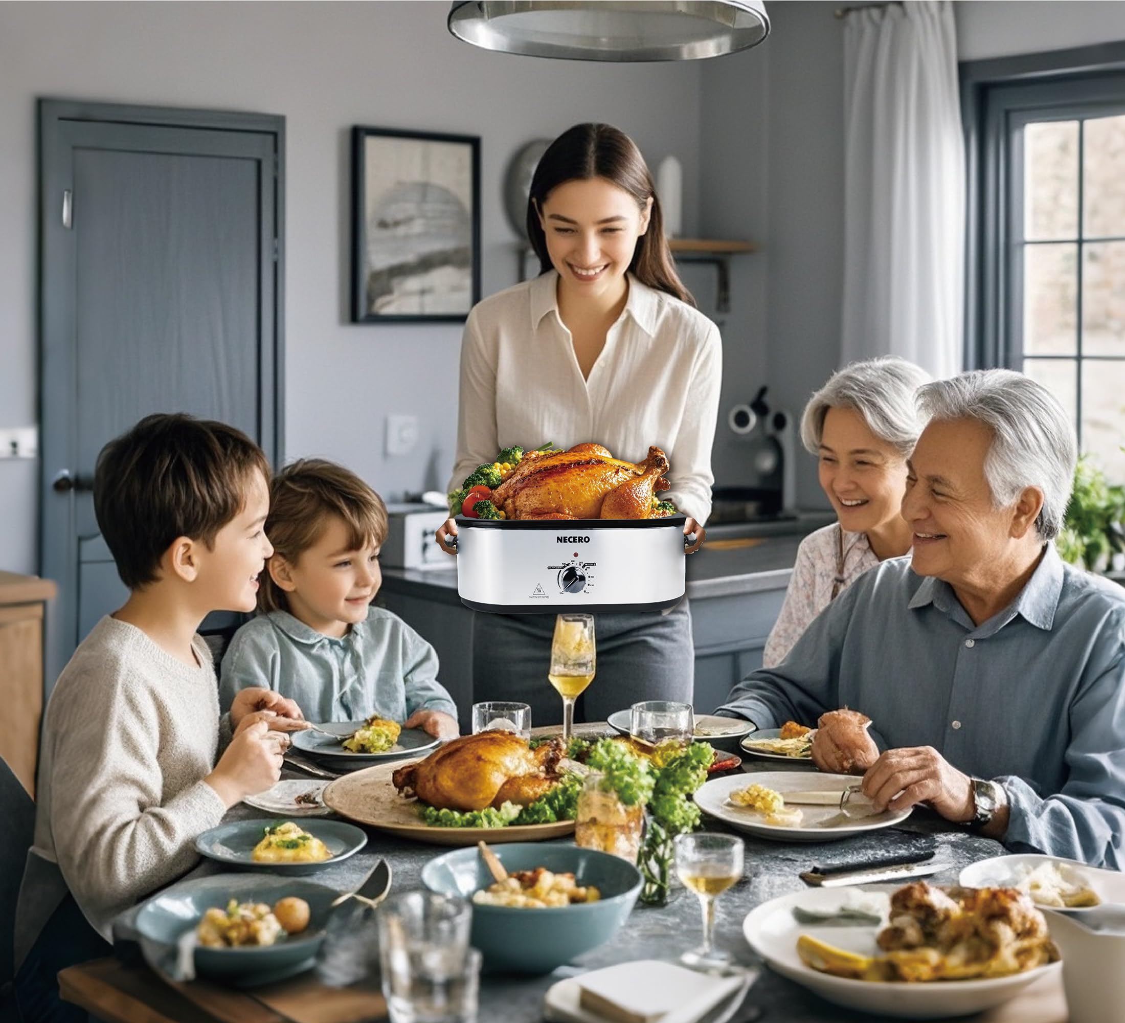24Qt Electric Roaster Oven with Glass Lid & Removable Pan - Large Turkey Roaster with Temperature Control & Cooking Rack - Perfect for Holiday Meals, Slow Cooking, and Family Gatherings