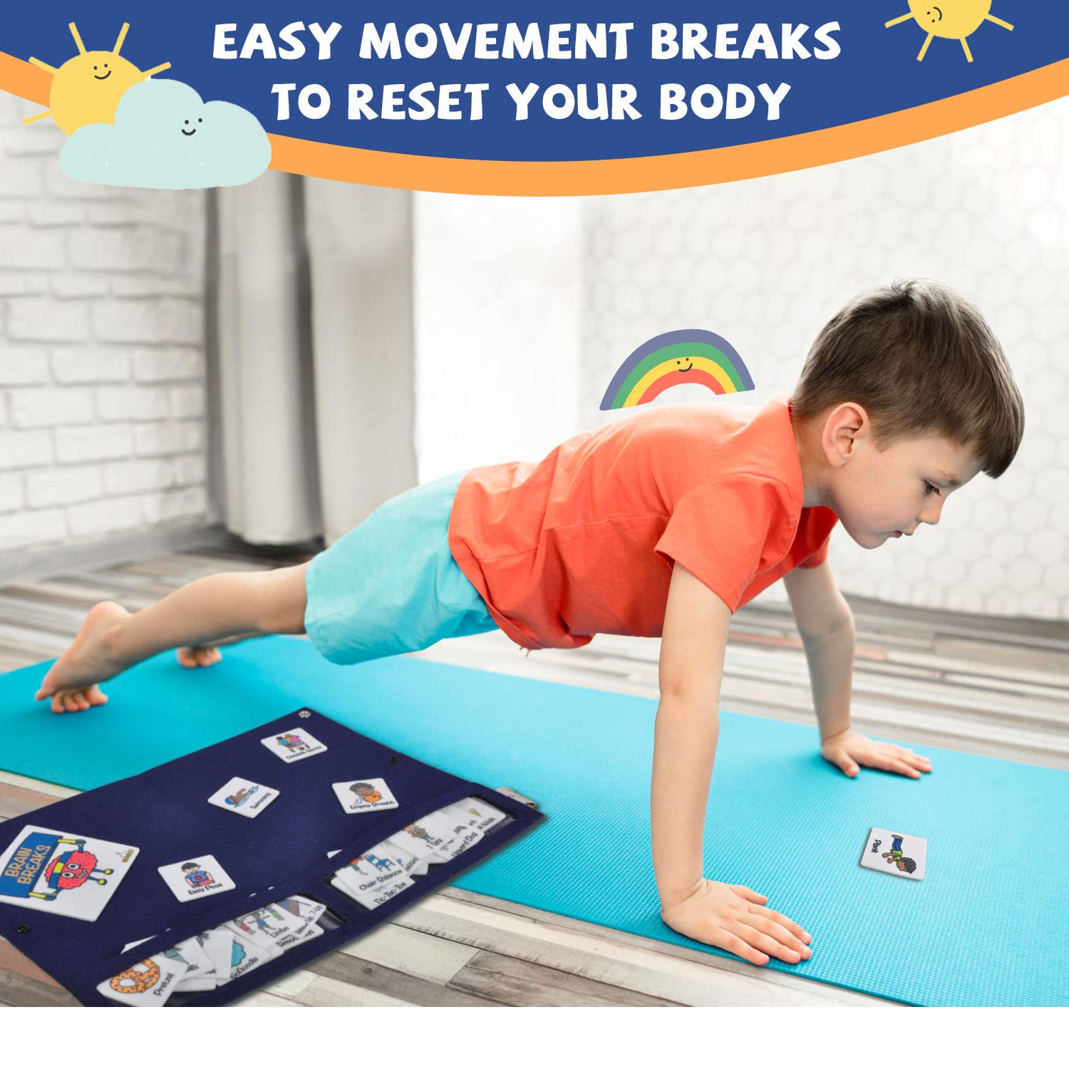 CHEFAN Classroom Brain Break Activities Board - 56 Fun Exercise Cards for Kids, PE Equipment & Gym Learning Games | Perfect for Physical Education, Recess Play & Indoor/Outdoor School Activities