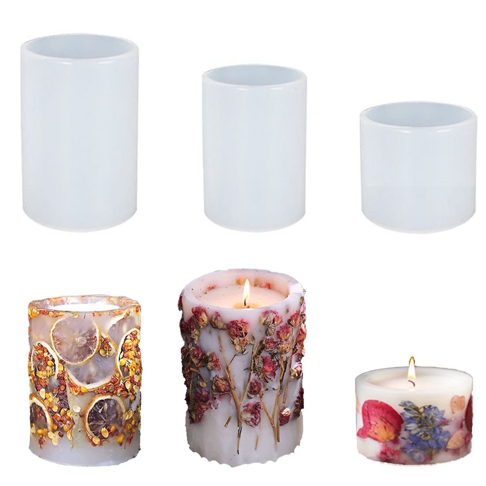 3-Piece Silicone Candle Molds Set for DIY Candle Making - Cylinder Epoxy Casting Molds for Aromatherapy Candles, Wax, Soap & Crafts (LE-50) - Perfect for Home Decor, Gifts & Relaxation Therapy
