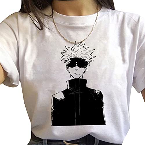 Jujutsu Kaisen Anime T-Shirt for Women - Satoru Gojo, Yuji Itadori, Megumi Fushiguro & Nobara Kugisaki Character Design | Casual Cotton Tee for Cosplay, Anime Conventions & Streetwear Fashion