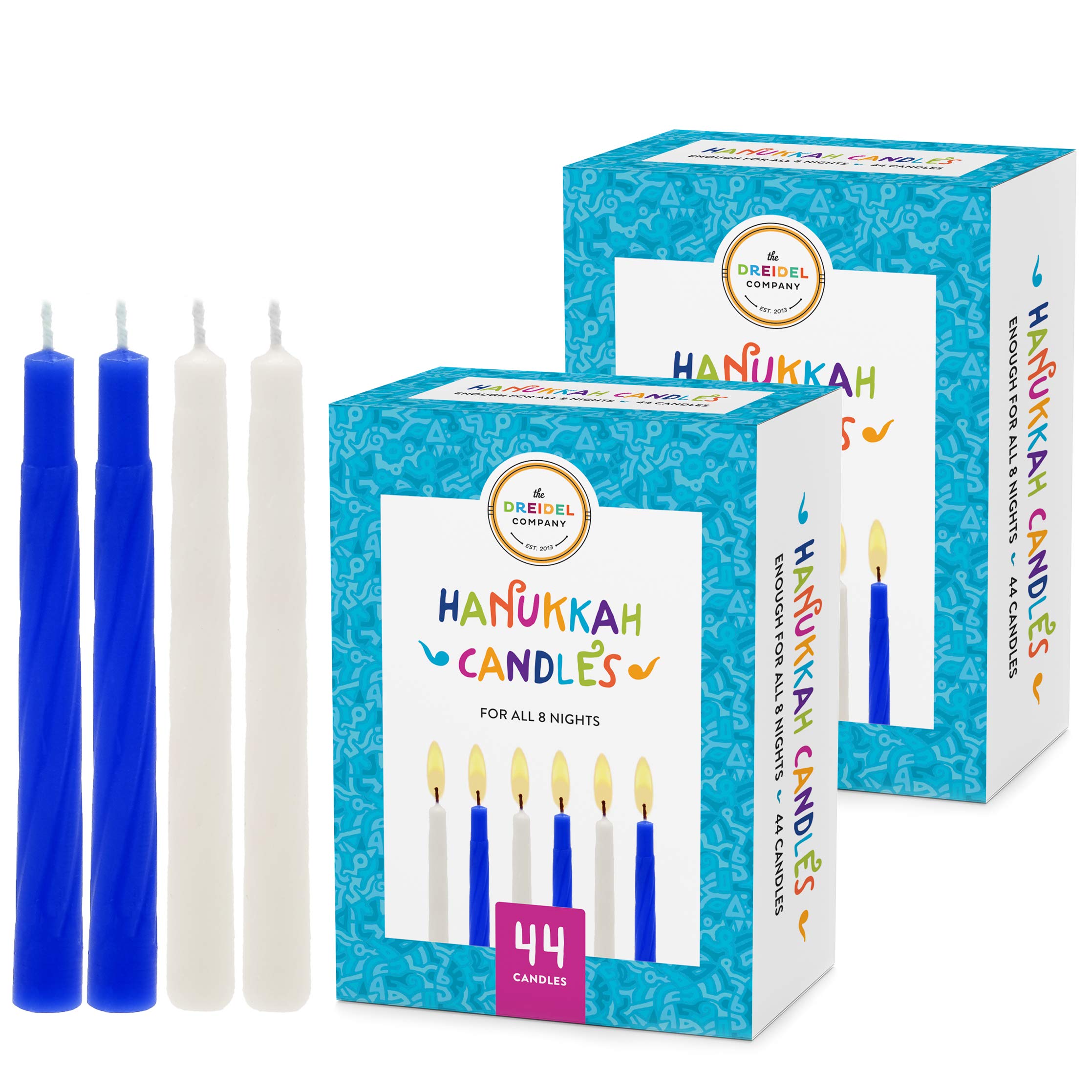 Premium White & Blue Hanukkah Candles - 44 Pack for All 8 Nights of Chanukah (2-Pack) | Traditional Menorah Candles for Jewish Holiday Celebrations & Home Decor