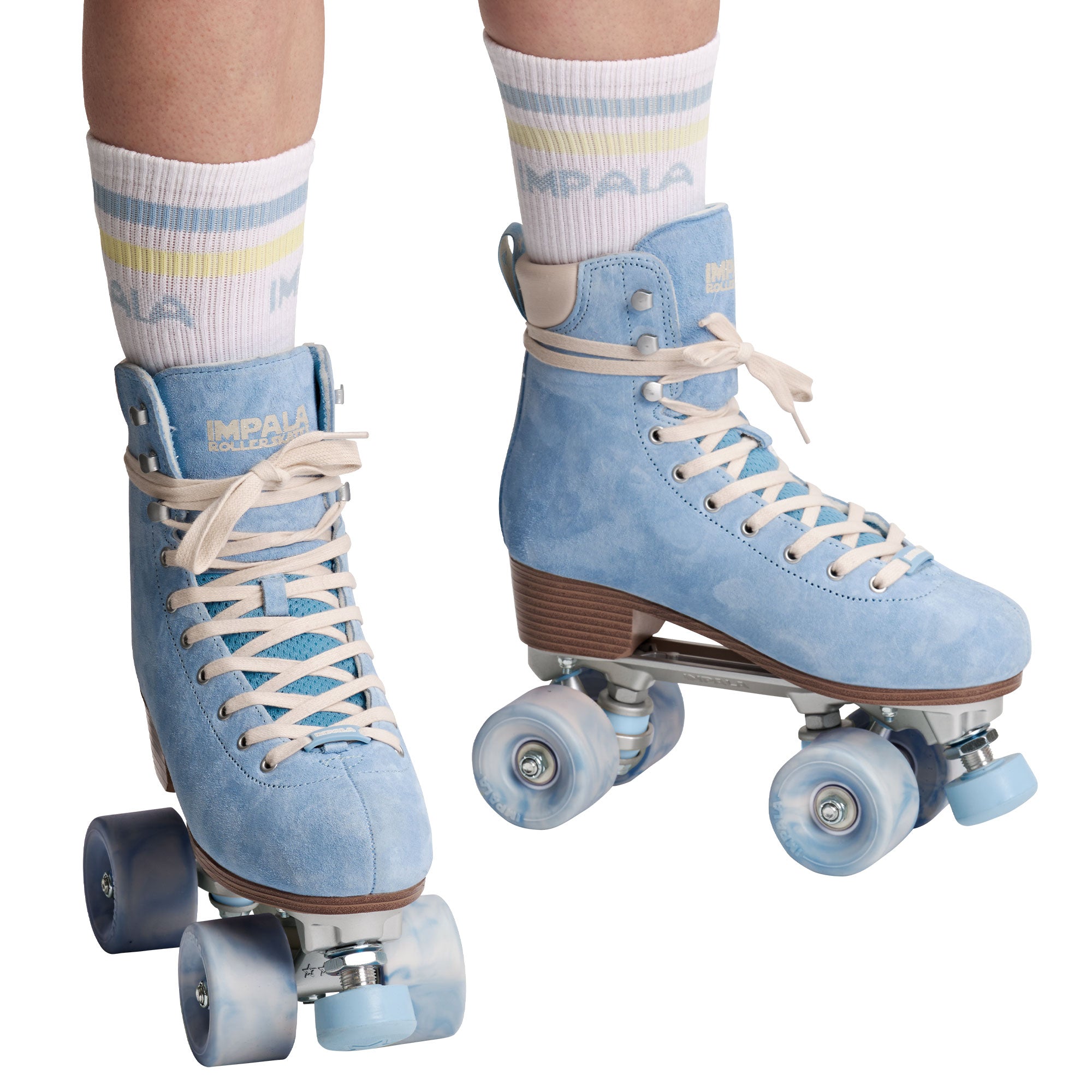 Impala Samira Suede Roller Skates for Women - Dusty Blue Outdoor & Indoor Skating - Perfect for Rink, Park, and Street Roller Skating