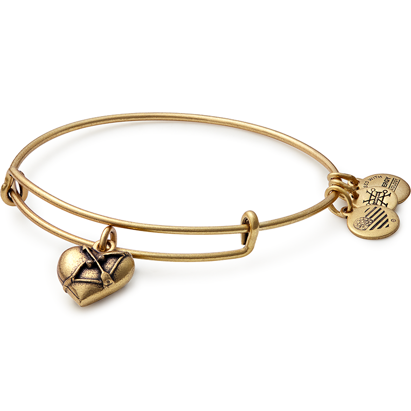 Cupid's Heart II Charm Bangle - Romantic Valentine's Day Gift for Her, Dainty Love Bracelet for Women, Perfect for Anniversaries & Date Nights