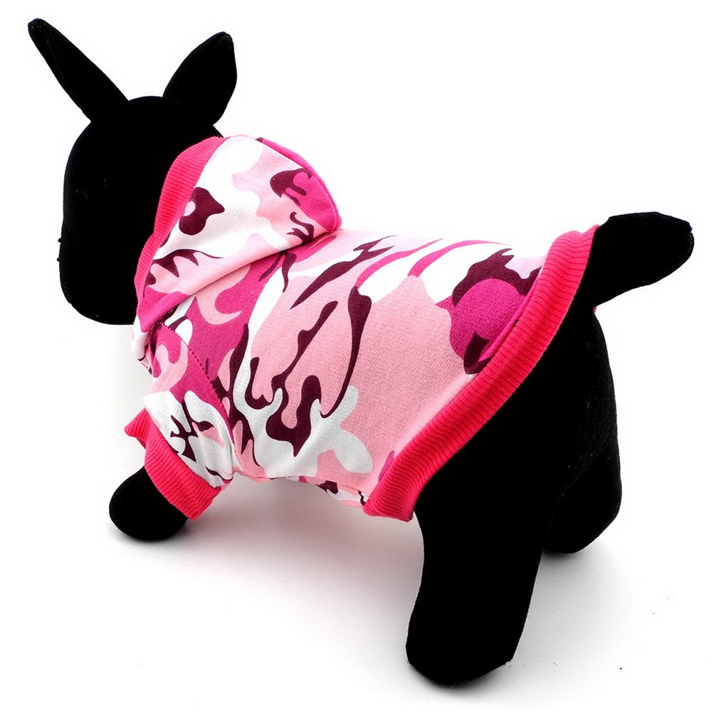 Zunea Small Dog Clothes for Female - Summer Camo Pattern Hoodie Jumper Shirt in Pink Size M - Perfect for Outdoor Adventures & Daily Walks