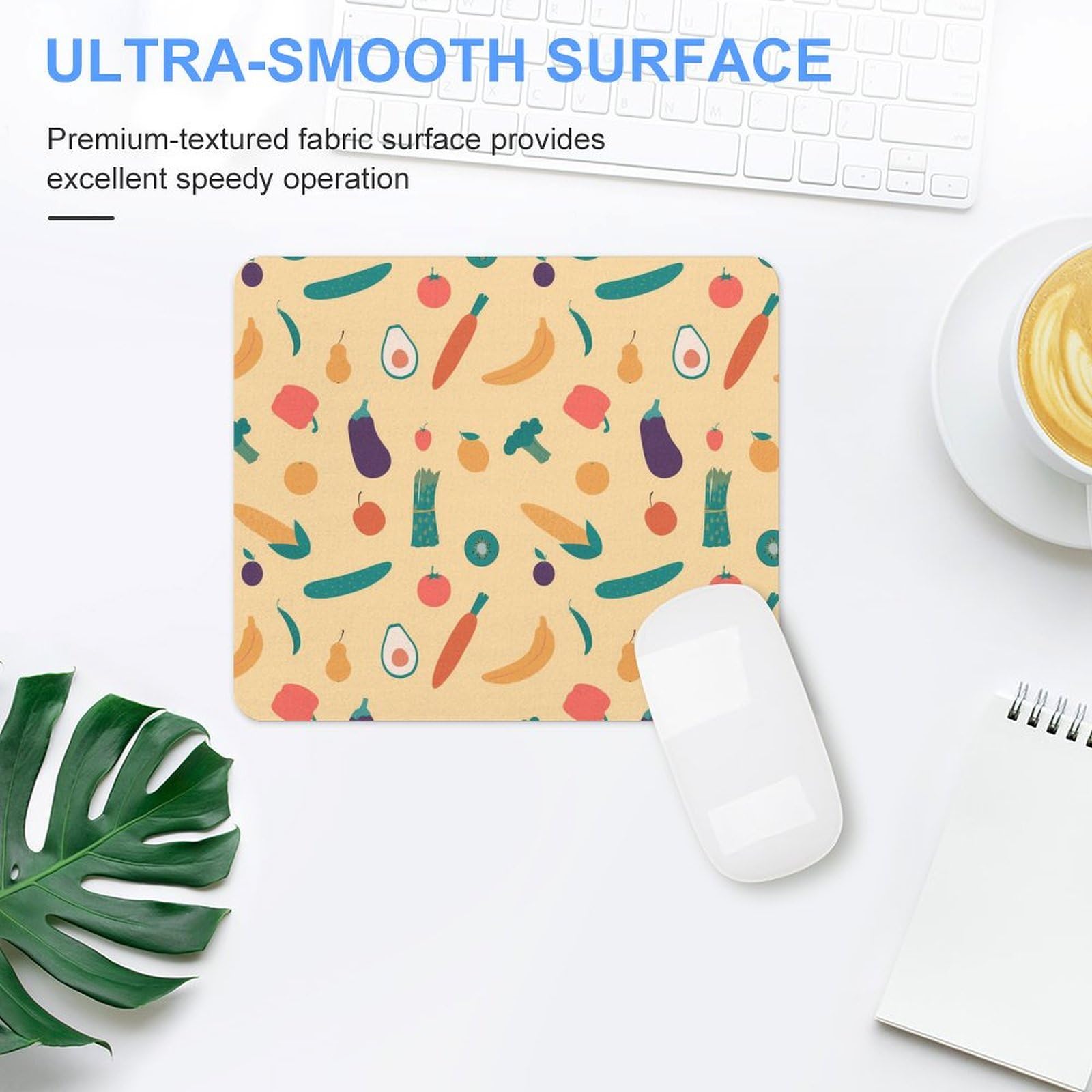 Vibrant Vegetables & Fruits Pattern Non-Slip Mouse Pad - Waterproof Gaming Mouse Mat for PC & Laptop - Durable Office & Home Desk Accessory (18x22cm) - Perfect for Work, Gaming & Decor