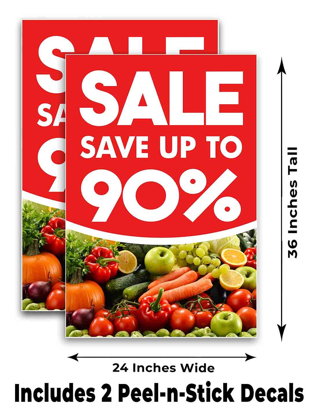 24x36 Vinyl Decal Pack of 2 - Grocery Store Decor for Windows & Walls
