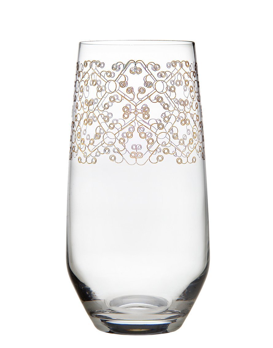Godinger Allegra 4-Piece Gold Highball Glass Set - Elegant Barware for Cocktails, Whiskey, and Iced Tea - Perfect for Home Bars, Parties, and Gifts