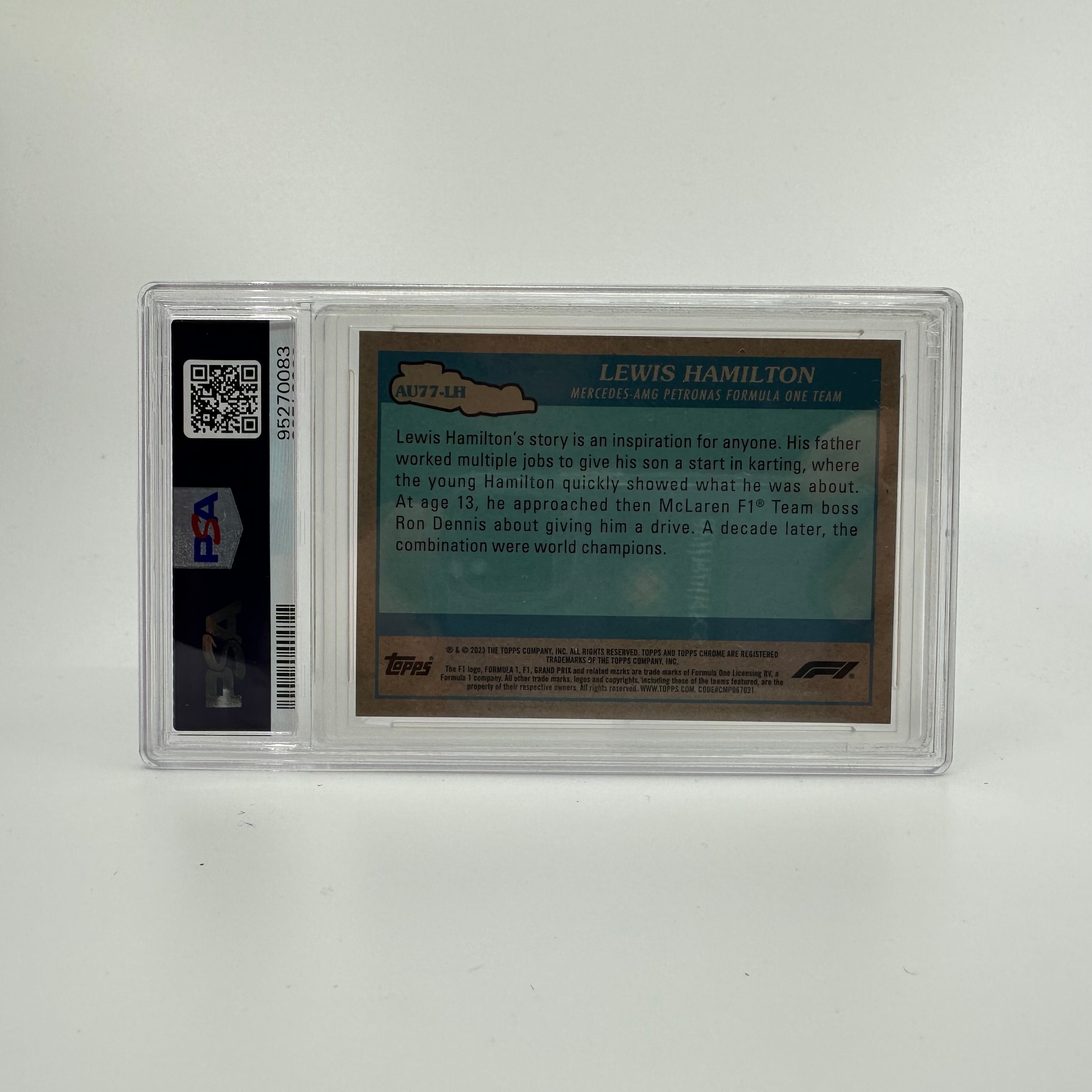 2023 Topps Chrome Lewis Hamilton #AU77 LH Orange 11/25 PSA 9 - Rare F1 Racing Card for Collectors & Fans - Perfect for Display, Trading, and Investment