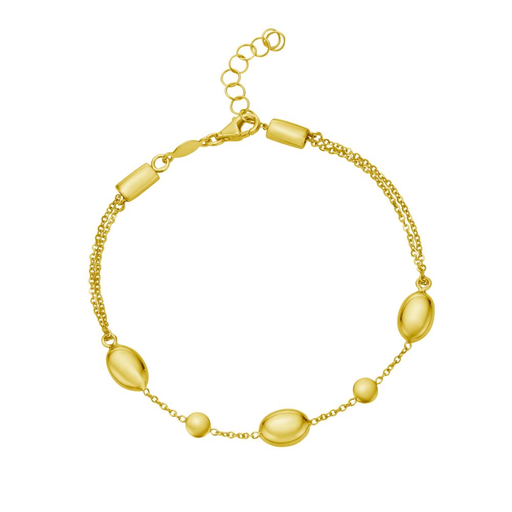 14K Gold Adjustable Puff Pebble Bracelet & Anklet - Elegant Stackable Jewelry for Women, Perfect for Everyday Wear, Gifts & Special Occasions