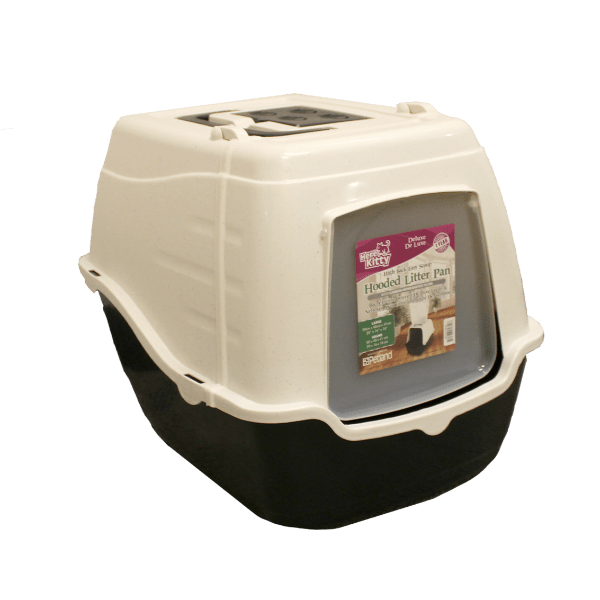 Here Kitty Deluxe High Back Easy Scoop Hooded Cat Litter Box with Odor Control - Perfect for Small Spaces & Multi-Cat Homes