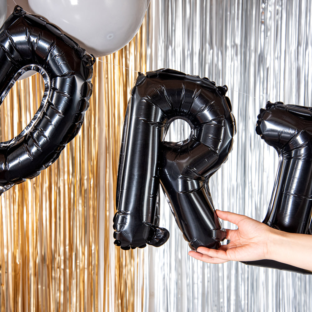 Balloonify Black Mylar Letter R Balloon - 16 Inch Large Foil Alphabet Balloon for Birthday Party Decorations, Baby Showers & Graduation Celebrations